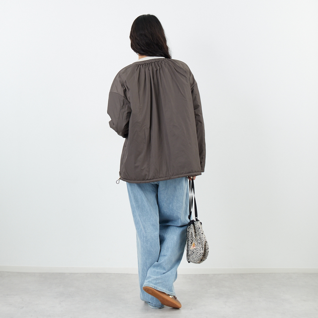 Jeans Factory Clothes [ジーンズファクトリークローズ] リバーシブルベロアキルトジャケット [785741] 66 ﾓｶ &&モデル身長：162cm 着用サイズ：F&&