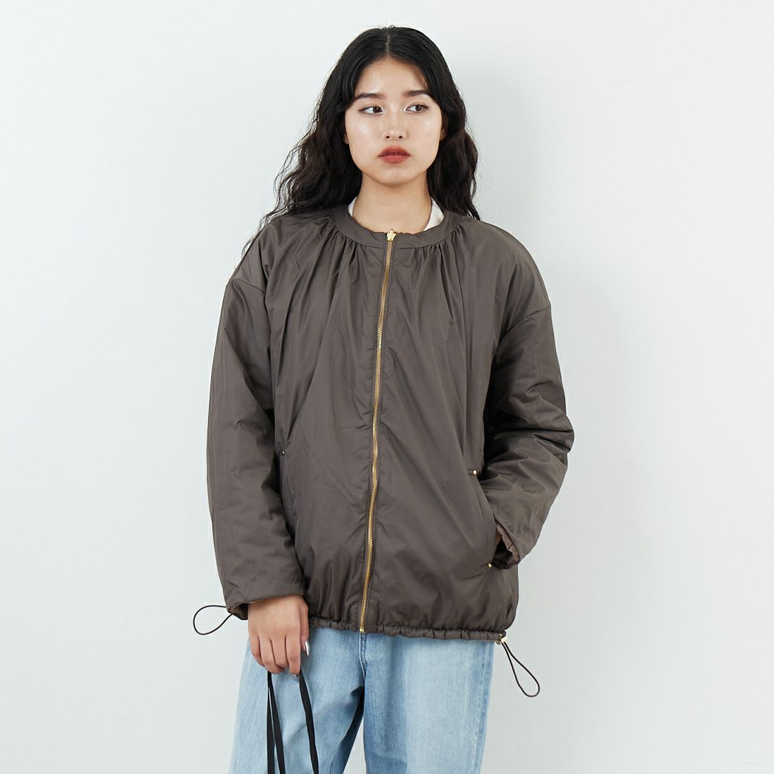 Jeans Factory Clothes [ジーンズファクトリークローズ] リバーシブルベロアキルトジャケット [785741] 66 ﾓｶ &&モデル身長：162cm 着用サイズ：F&&