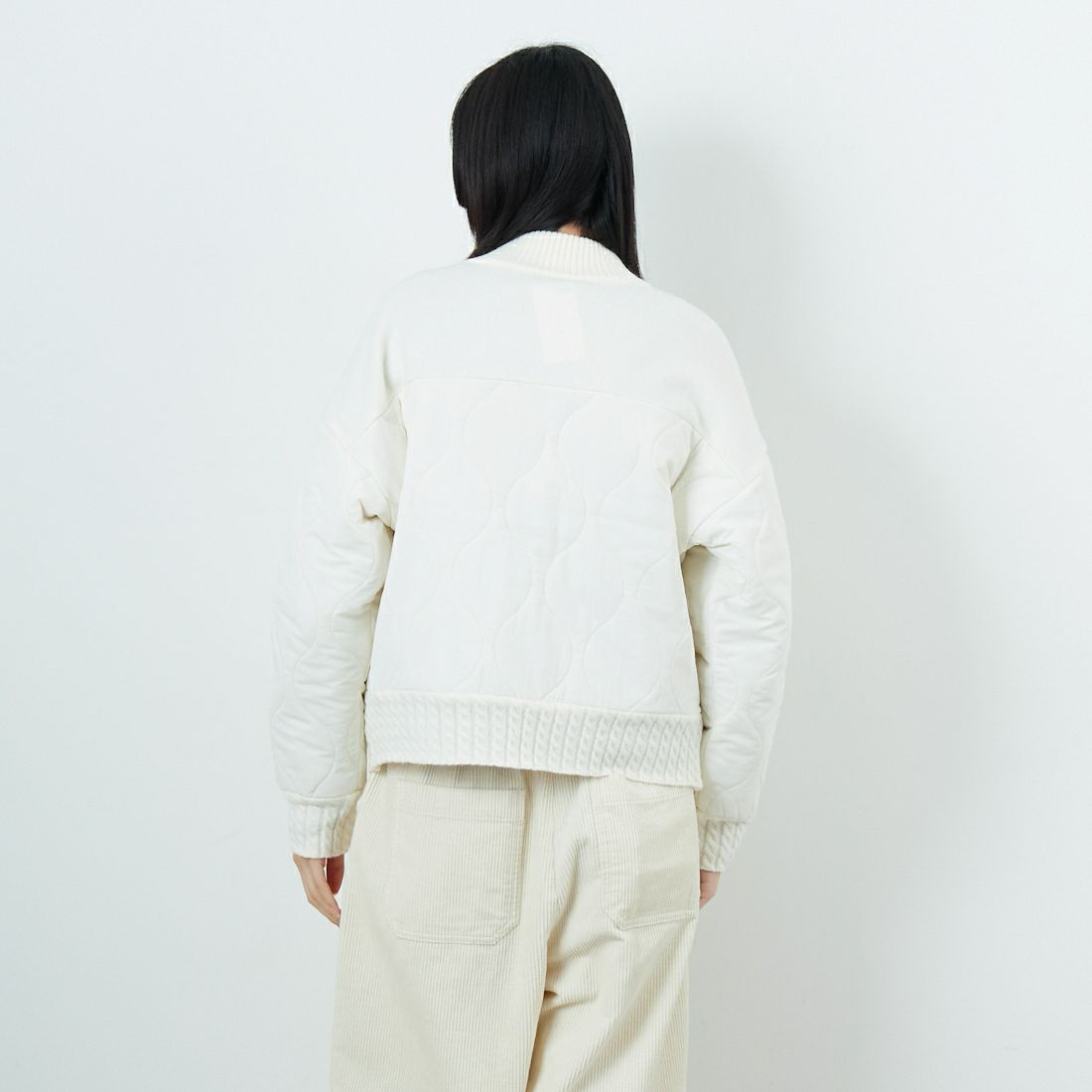 Jf Ready Made [ジェイエフレディメイド] LFY-1 キルティングニットブルゾン [958-14132] ｵﾌ &&モデル身長：162cm 着用サイズ：F&&