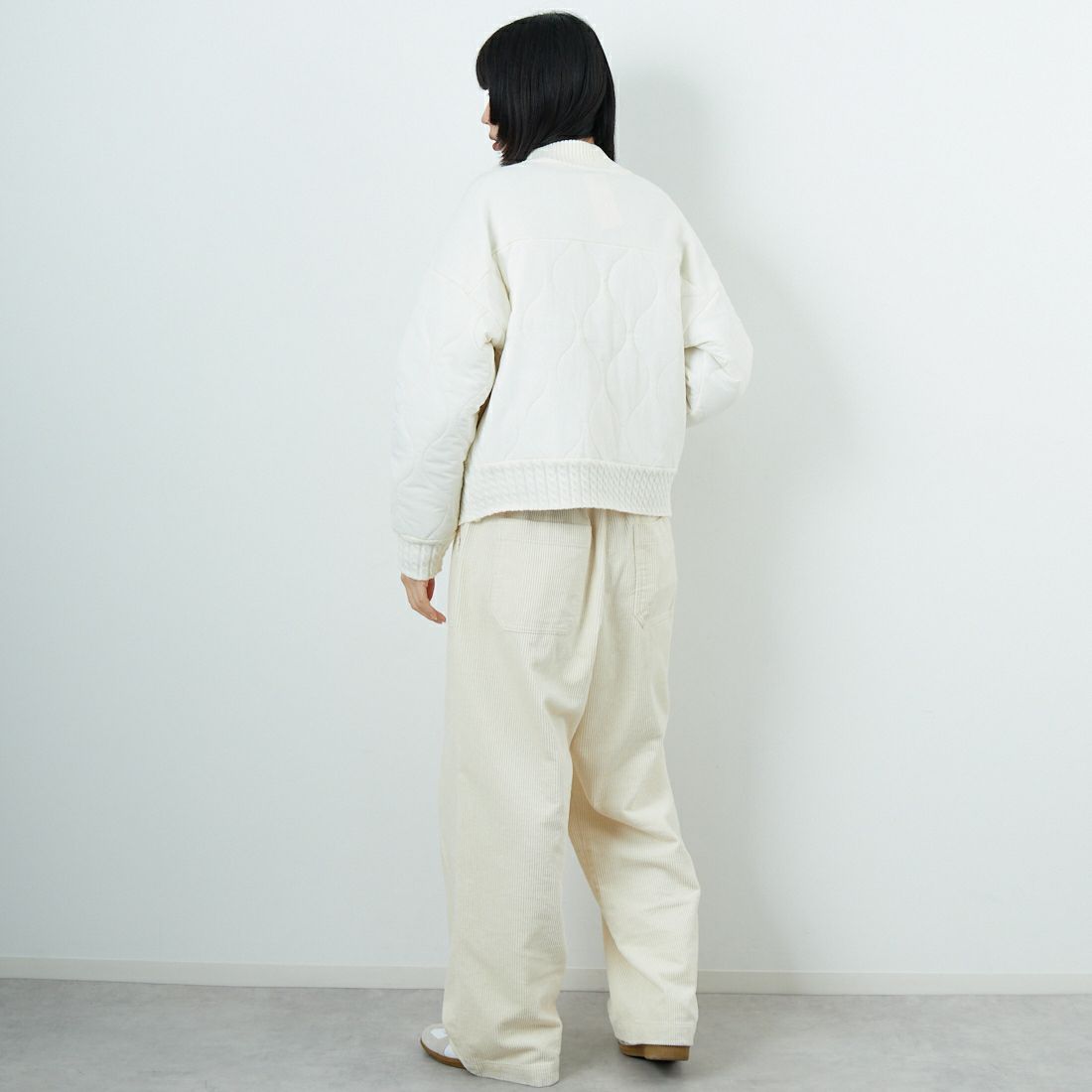 Jf Ready Made [ジェイエフレディメイド] LFY-1 キルティングニットブルゾン [958-14132] ｵﾌ &&モデル身長：162cm 着用サイズ：F&&