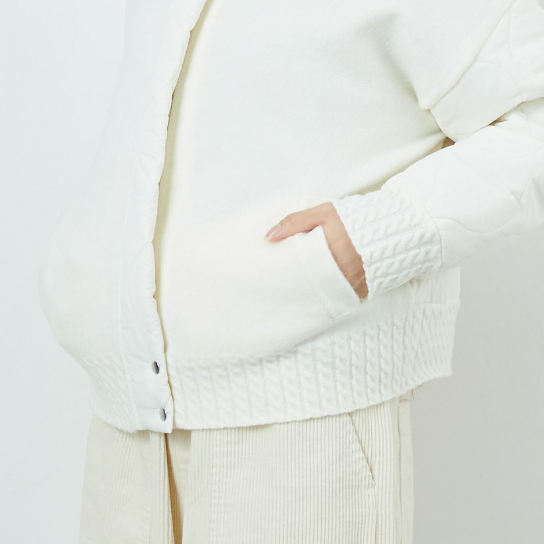 Jf Ready Made [ジェイエフレディメイド] LFY-1 キルティングニットブルゾン [958-14132] ｵﾌ &&モデル身長：162cm 着用サイズ：F&&