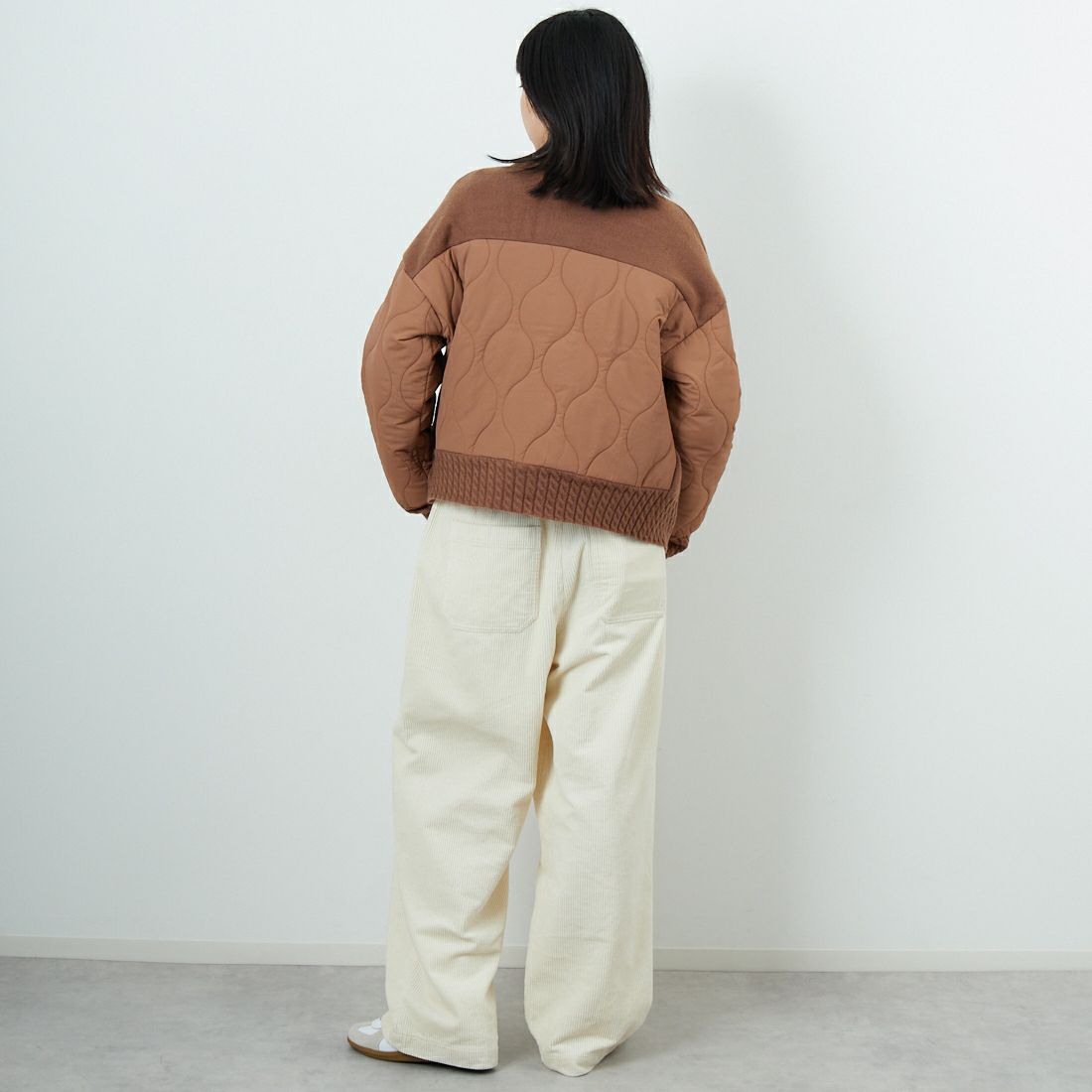 Jf Ready Made [ジェイエフレディメイド] LFY-1 キルティングニットブルゾン [958-14132] ﾓｶ &&モデル身長：162cm 着用サイズ：F&&