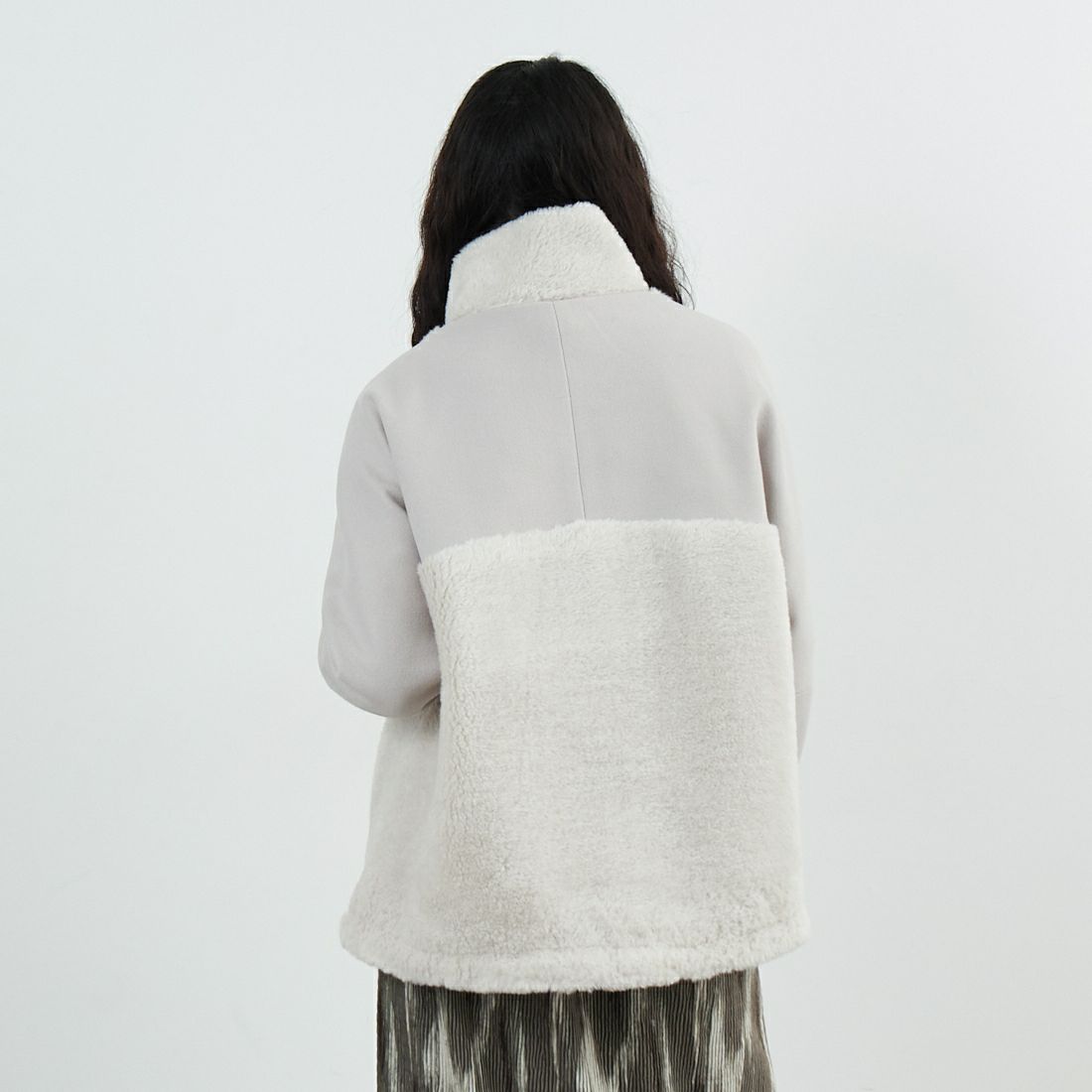 Jeans Factory Clothes [ジーンズファクトリークローズ] ボアウール切替コート [785749] 11 Lｸﾞﾚｰ &&モデル身長：162cm 着用サイズ：F&&