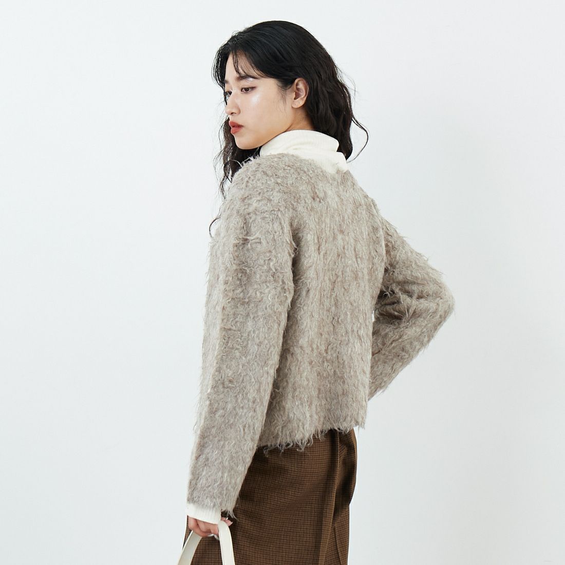 Jeans Factory Clothes [ジーンズファクトリークローズ] 2WAYロングシャギーニット [650118] 116 ｸﾞﾚｰｼﾞ &&モデル身長：162cm 着用サイズ：F&&