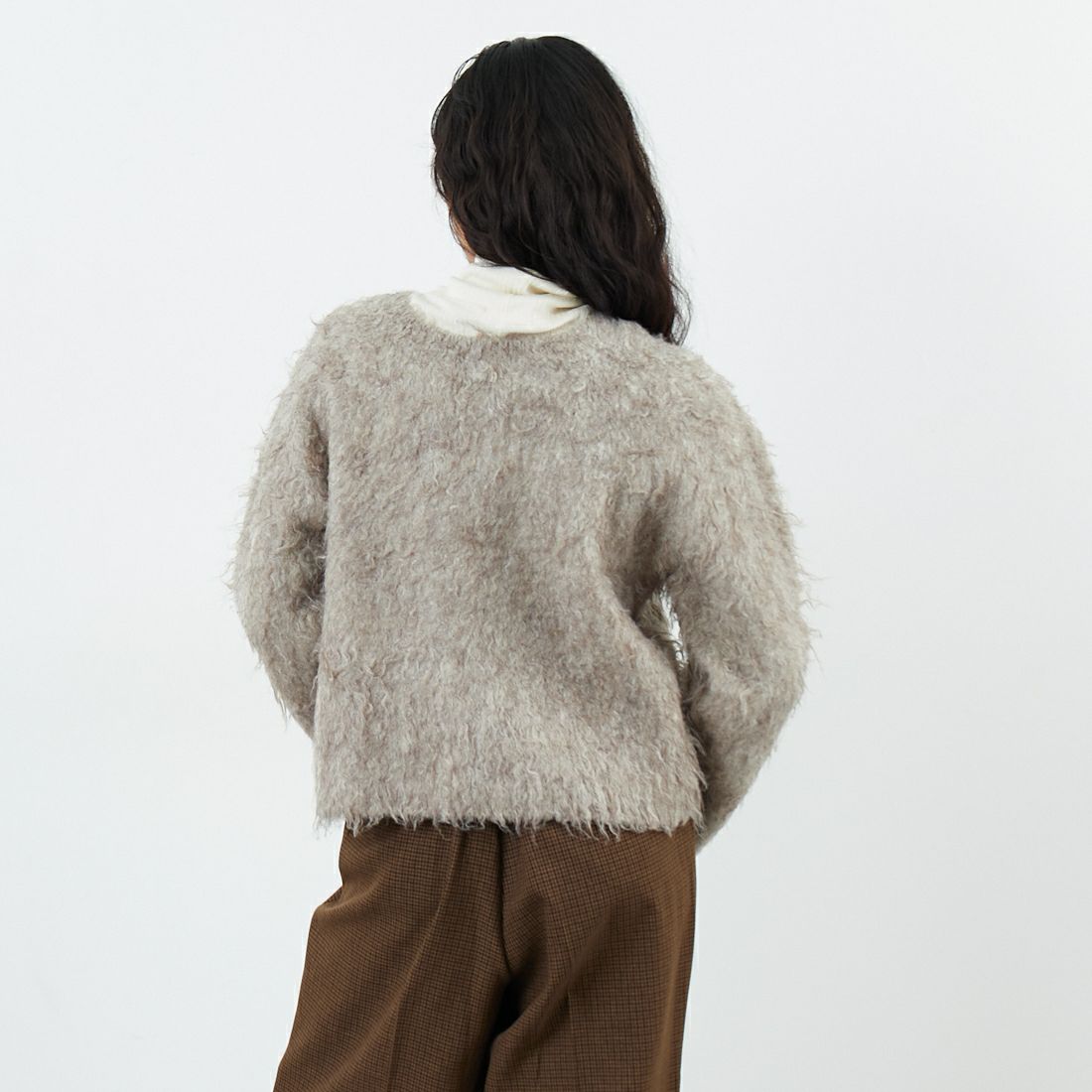 Jeans Factory Clothes [ジーンズファクトリークローズ] 2WAYロングシャギーニット [650118] 116 ｸﾞﾚｰｼﾞ &&モデル身長：162cm 着用サイズ：F&&