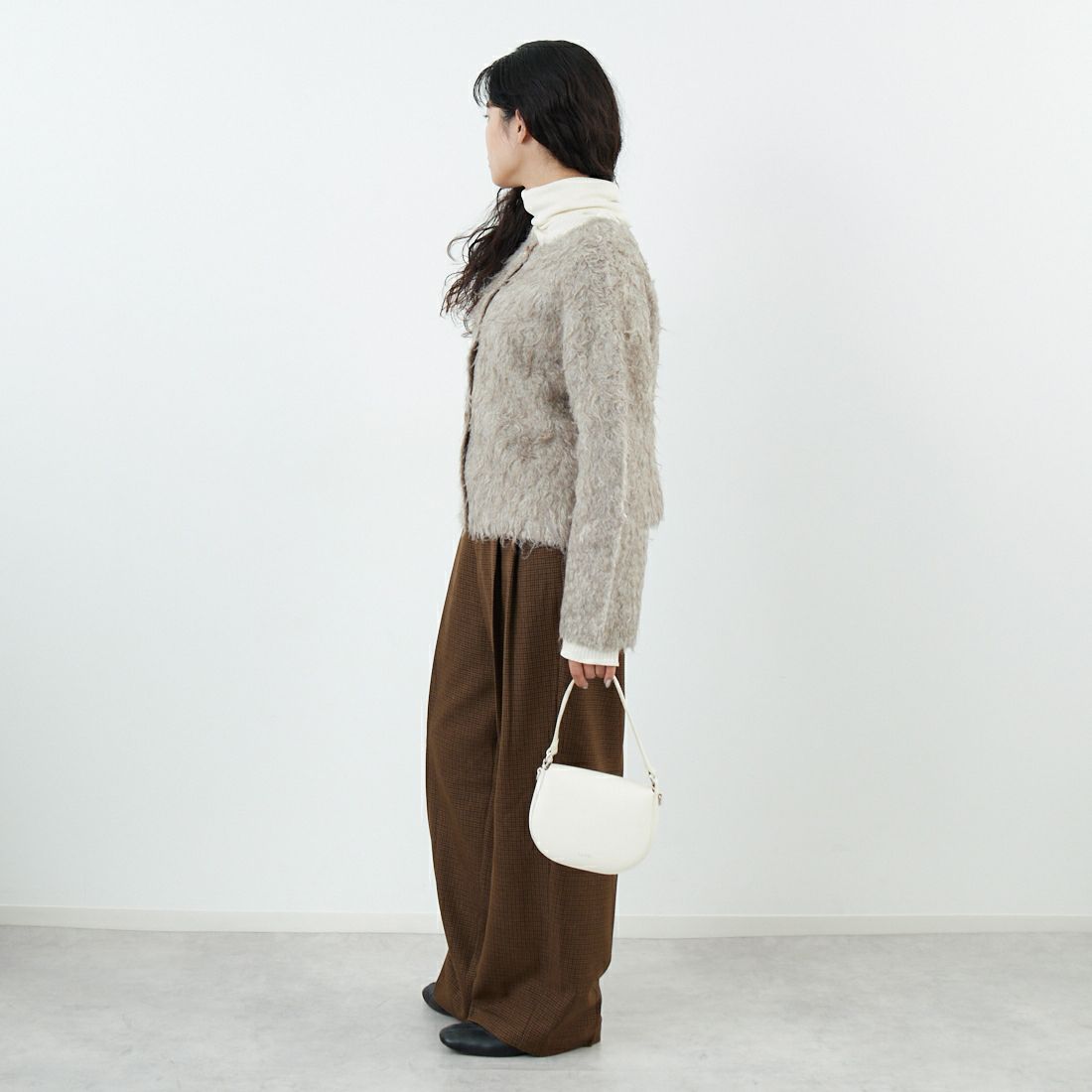 Jeans Factory Clothes [ジーンズファクトリークローズ] 2WAYロングシャギーニット [650118] 116 ｸﾞﾚｰｼﾞ &&モデル身長：162cm 着用サイズ：F&&