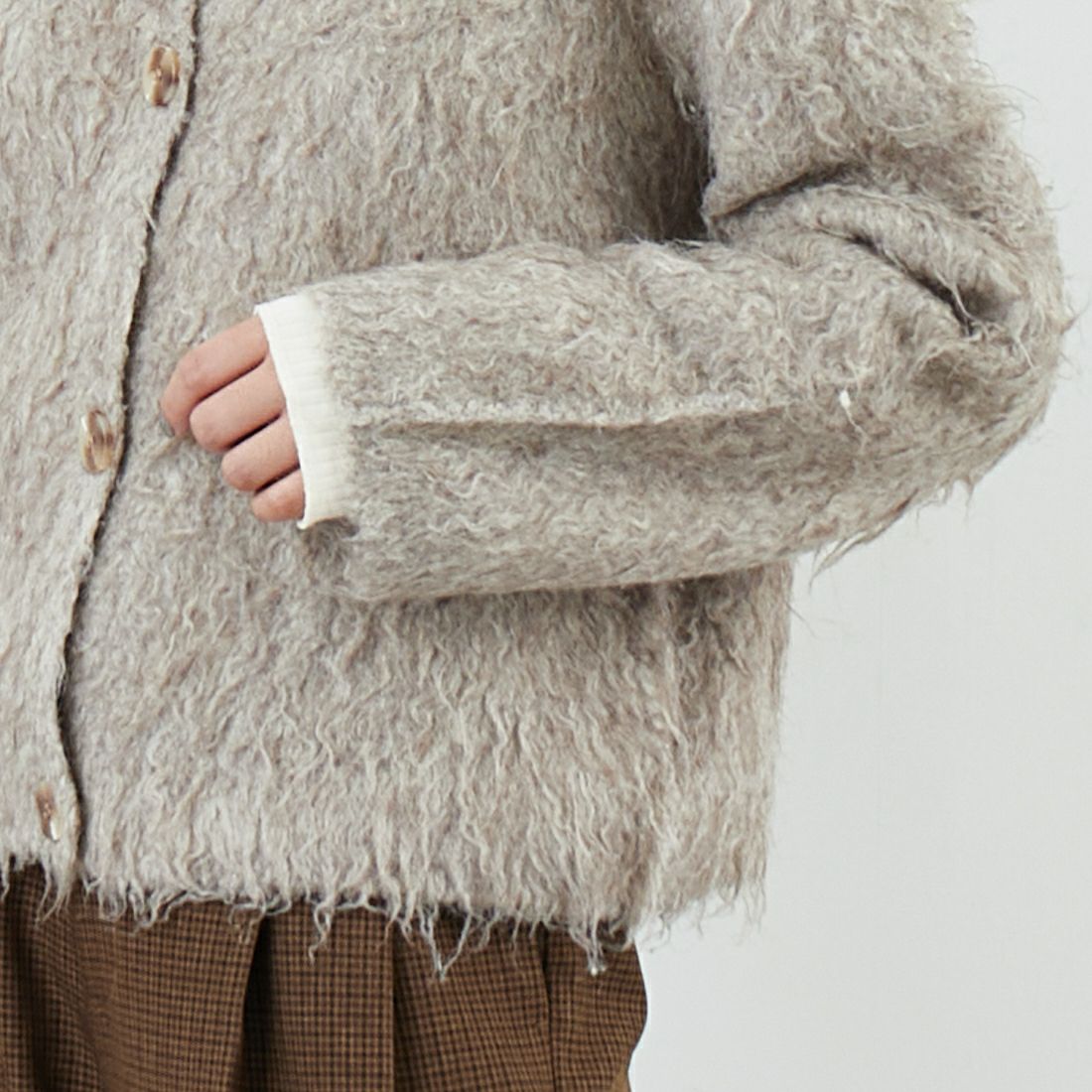 Jeans Factory Clothes [ジーンズファクトリークローズ] 2WAYロングシャギーニット [650118] 116 ｸﾞﾚｰｼﾞ &&モデル身長：162cm 着用サイズ：F&&