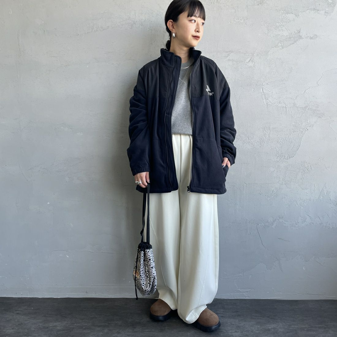 Jeans Factory Clothes [ジーンズファクトリークローズ] ポーラテック ECWCSフリースジャケット [JFC-254-041] 80 ﾌﾞﾗｯｸ &&モデル身長：150cm 着用サイズ：S&&