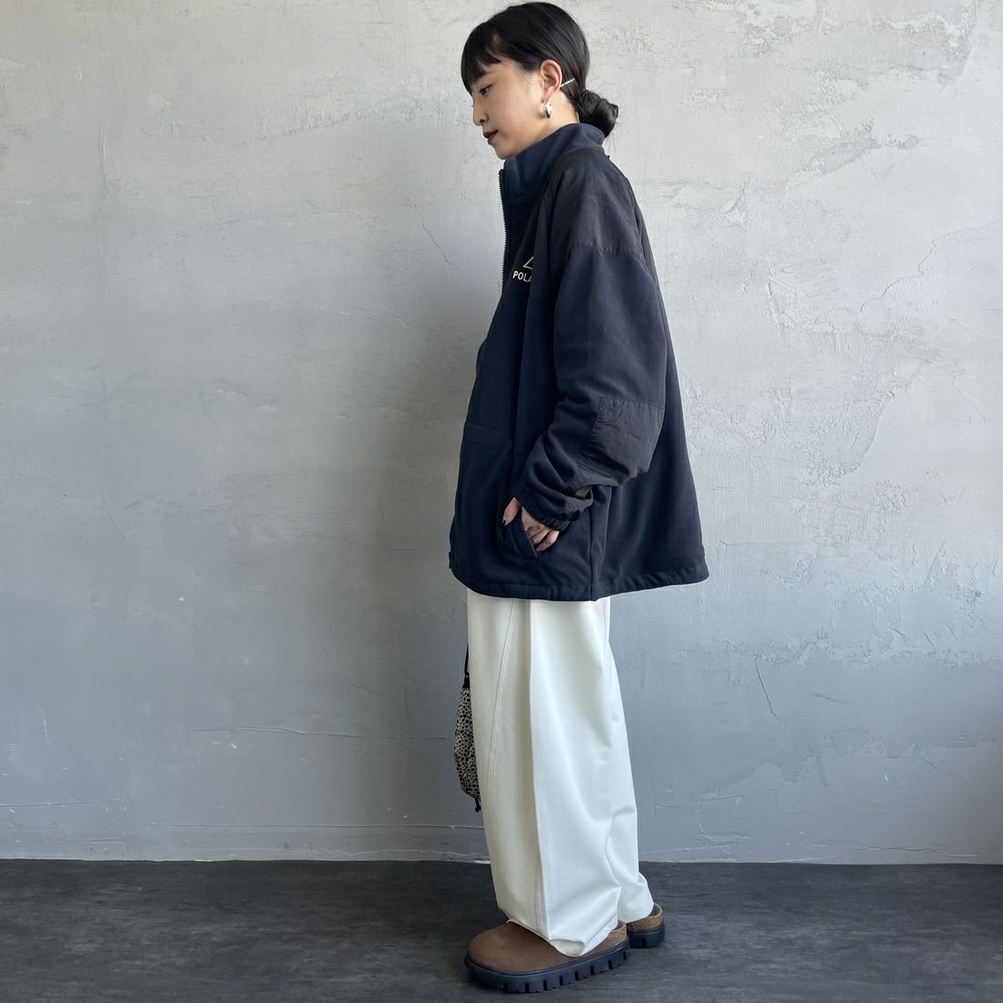 Jeans Factory Clothes [ジーンズファクトリークローズ] ポーラテック ECWCSフリースジャケット [JFC-254-041] 80 ﾌﾞﾗｯｸ &&モデル身長：150cm 着用サイズ：S&&