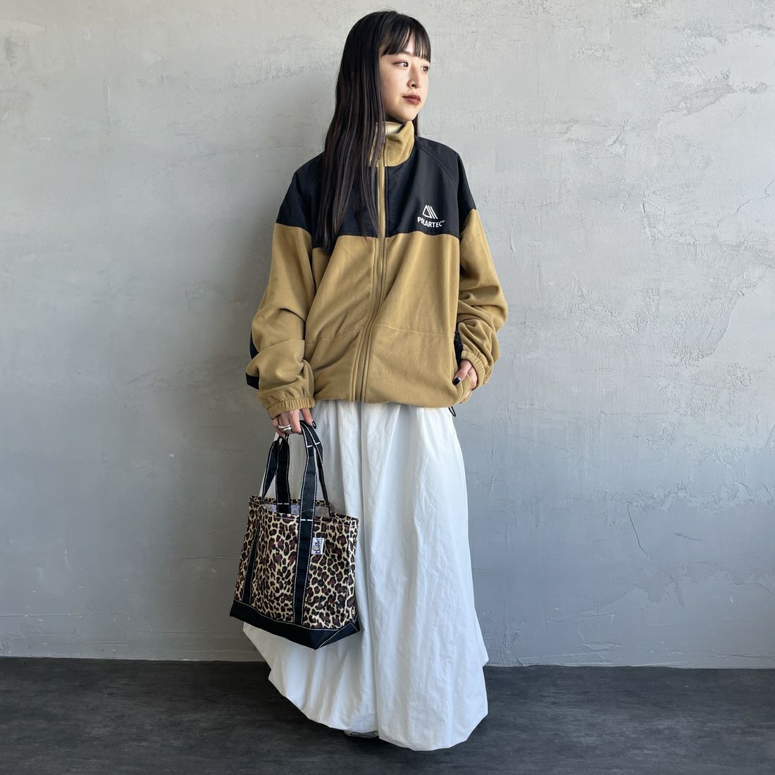 Jeans Factory Clothes [ジーンズファクトリークローズ] ポーラテック ECWCSフリースジャケット [JFC-254-041]74 ﾍﾞｰｼﾞｭ &&モデル身長：150cm 着用サイズ：S&&