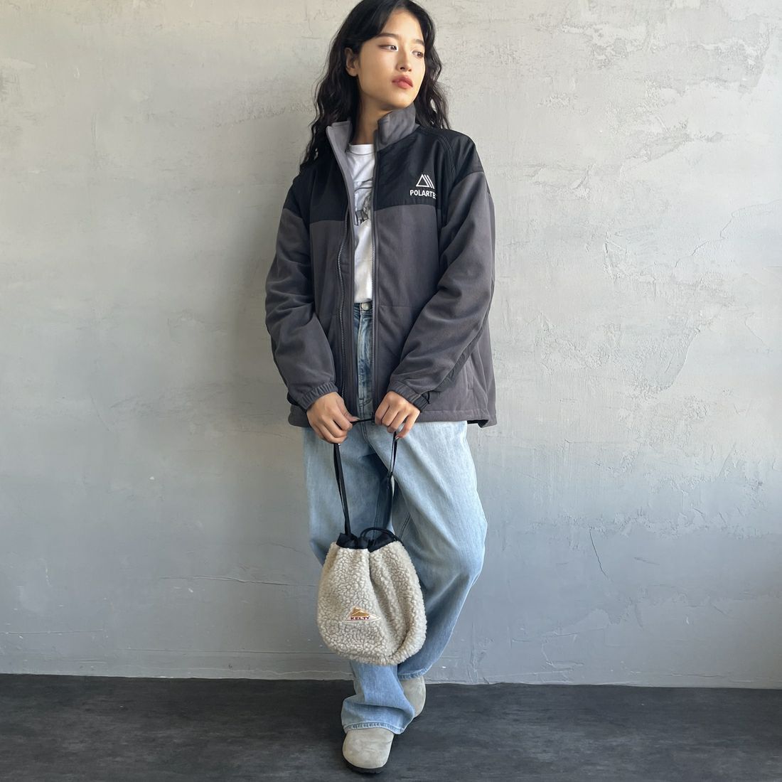 Jeans Factory Clothes [ジーンズファクトリークローズ] ポーラテック ECWCSフリースジャケット [JFC-254-041]89 ﾁｬｺｰﾙ &&モデル身長：162cm 着用サイズ：S&&