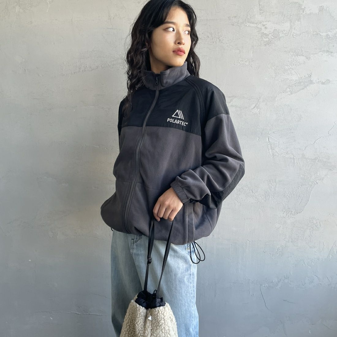 Jeans Factory Clothes [ジーンズファクトリークローズ] ポーラテック ECWCSフリースジャケット [JFC-254-041]89 ﾁｬｺｰﾙ &&モデル身長：162cm 着用サイズ：S&&