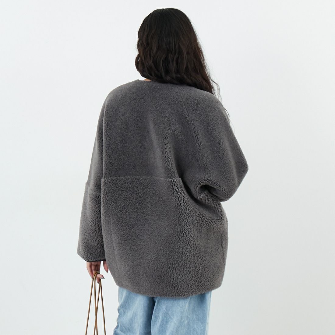 Jeans Factory Clothes [ジーンズファクトリークローズ] ボアスエードリバーシブルコート [275-38775] 08 ﾁｬｺｰﾙ &&モデル身長：162cm 着用サイズ：F&&