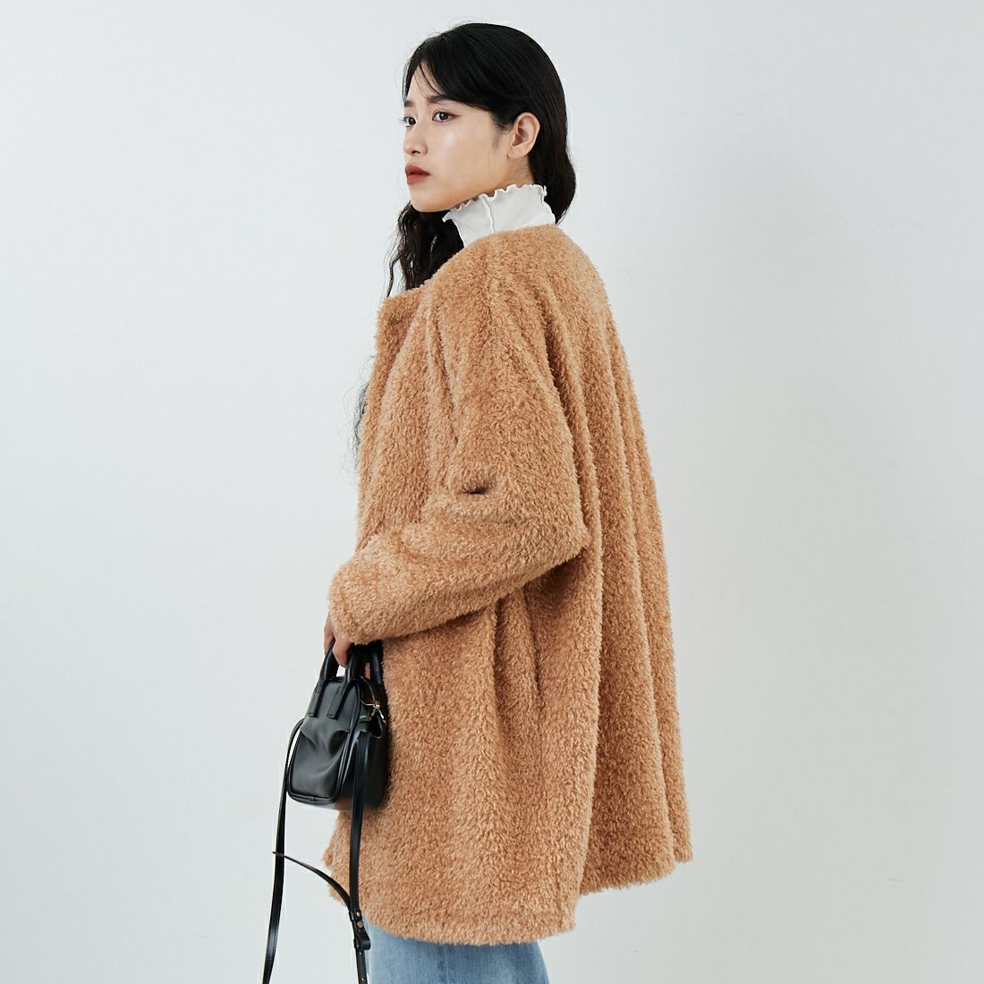 STELLA CIFFON [ステラシフォン] ダブルフェイスボアコート [ST4-26104] 60 BEIGE &&モデル身長：162cm 着用サイズ：36&&