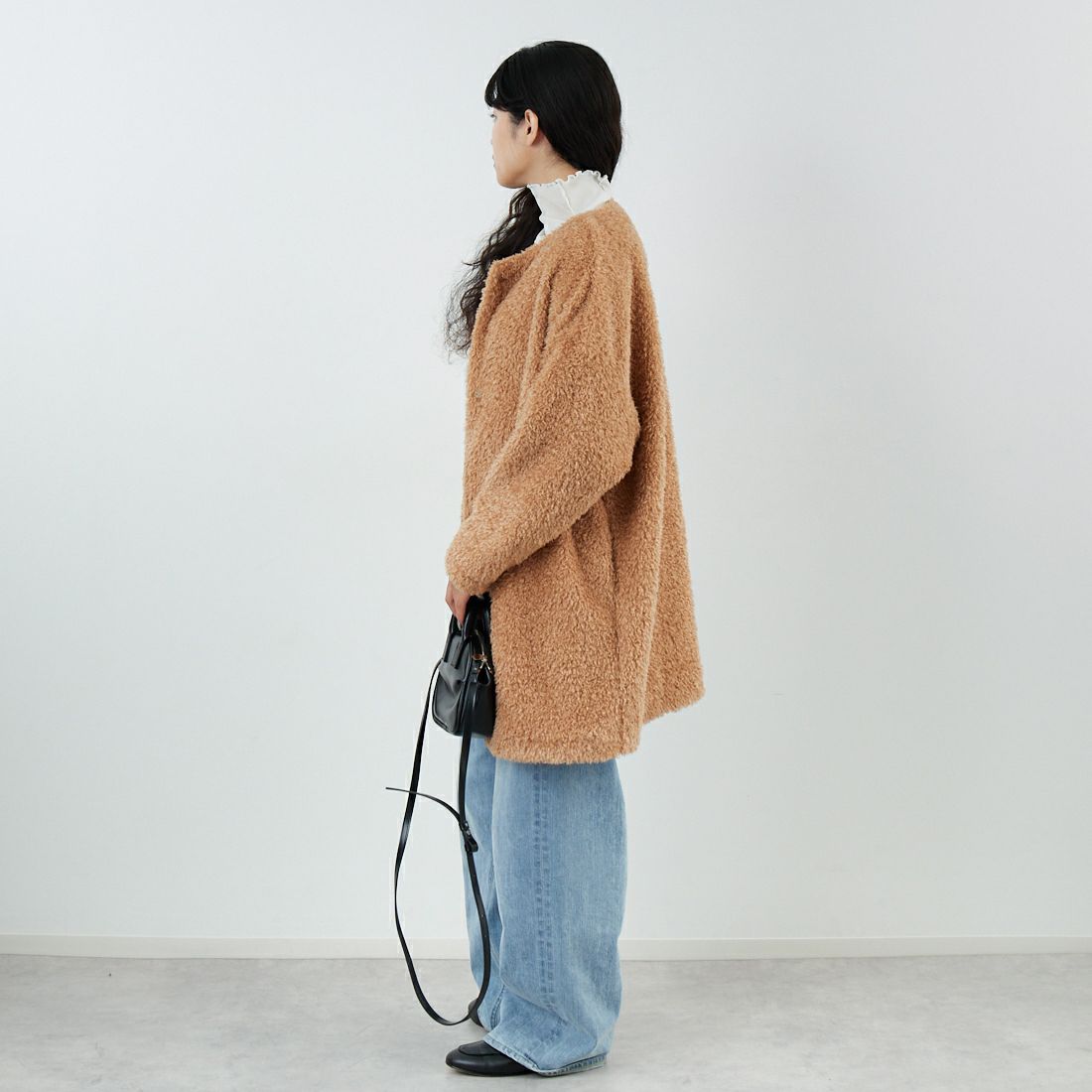 STELLA CIFFON [ステラシフォン] ダブルフェイスボアコート [ST4-26104] 60 BEIGE &&モデル身長：162cm 着用サイズ：36&&