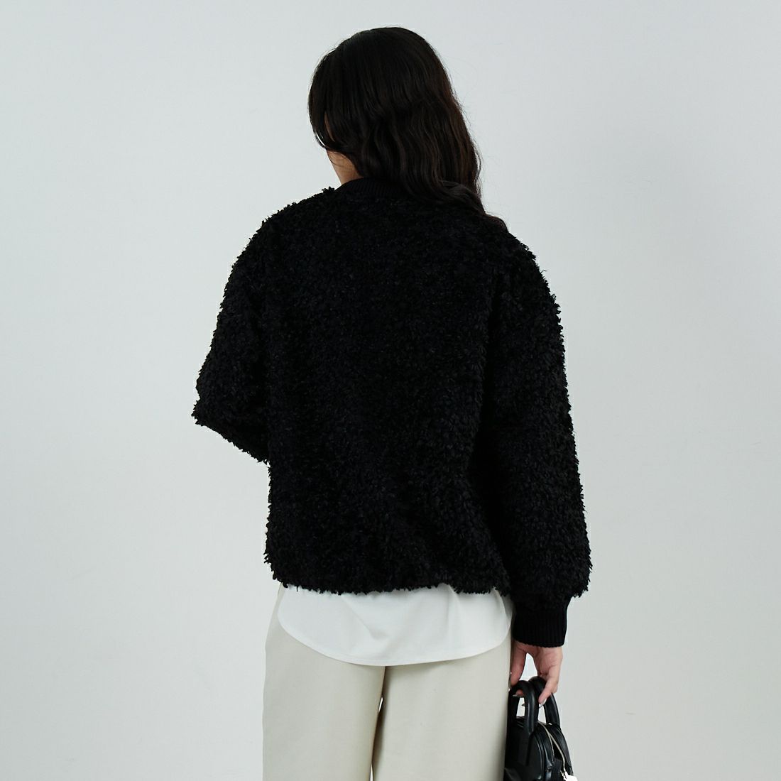 STELLA CIFFON [ステラシフォン] プードルカットジャガードブラウス [ST4-26405] 80 BLACK &&モデル身長：162cm 着用サイズ：36&&