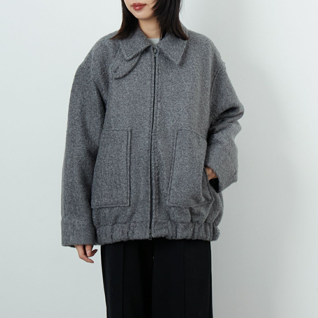 CLOCHE [クロシェ] ブークレブルゾン [55284542] ﾁｬｺｰﾙ &&モデル身長：162cm 着用サイズ：2&&