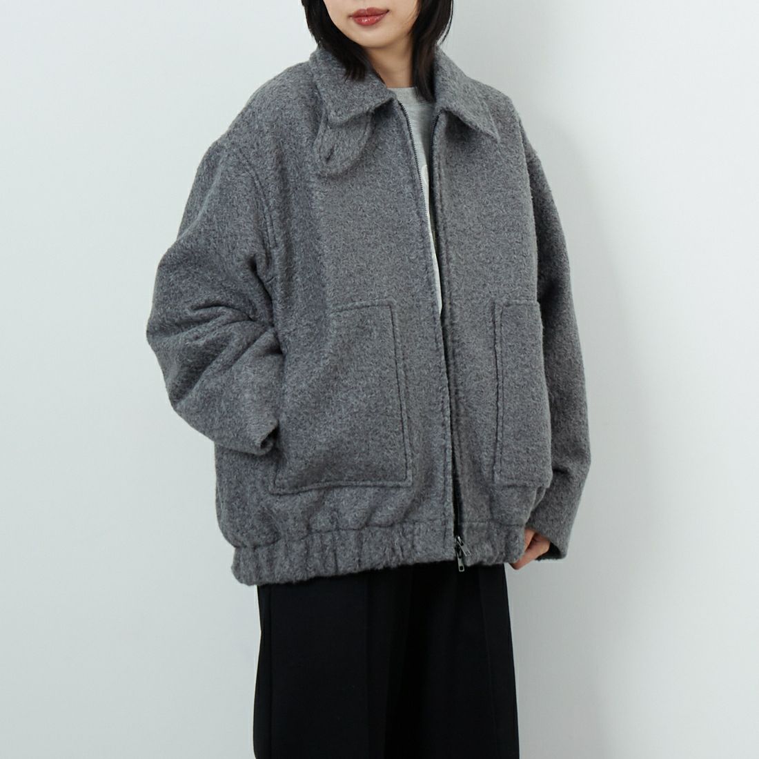 CLOCHE [クロシェ] ブークレブルゾン [55284542] ﾁｬｺｰﾙ &&モデル身長：162cm 着用サイズ：2&&