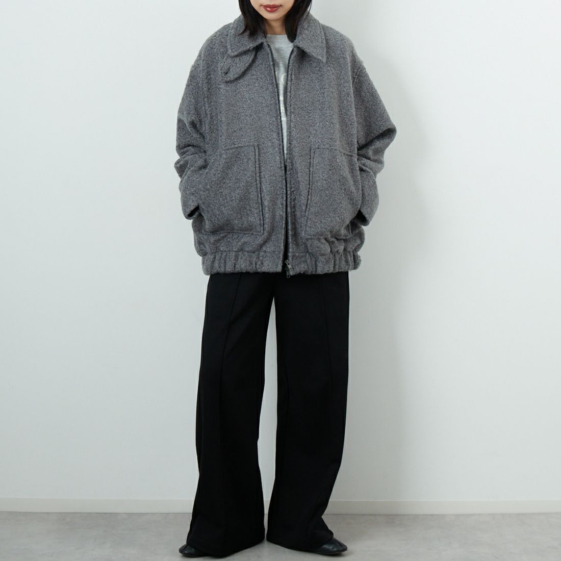 CLOCHE [クロシェ] ブークレブルゾン [55284542] ﾁｬｺｰﾙ &&モデル身長：162cm 着用サイズ：2&&