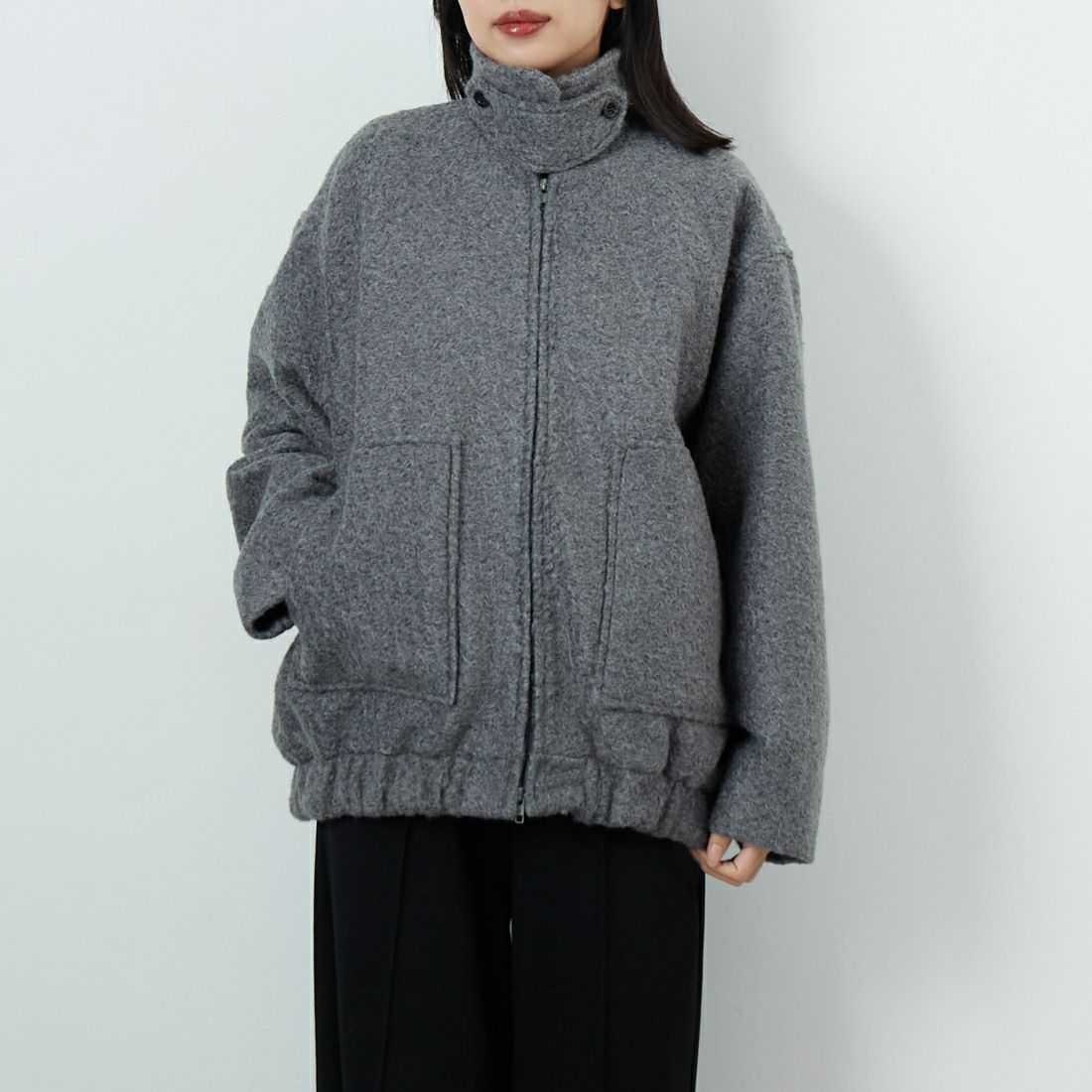 CLOCHE [クロシェ] ブークレブルゾン [55284542] ﾁｬｺｰﾙ &&モデル身長：162cm 着用サイズ：2&&