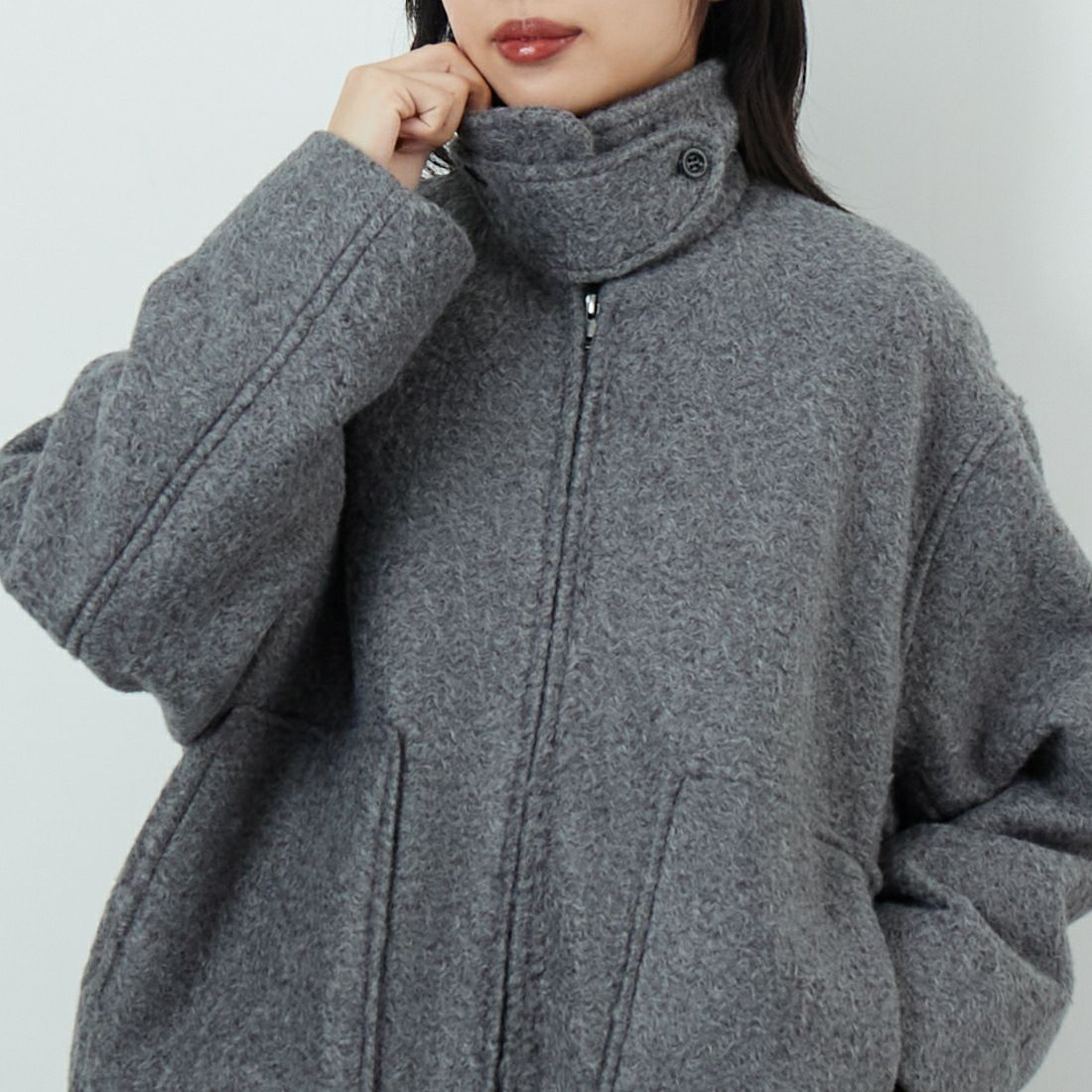 CLOCHE [クロシェ] ブークレブルゾン [55284542] ﾁｬｺｰﾙ &&モデル身長：162cm 着用サイズ：2&&