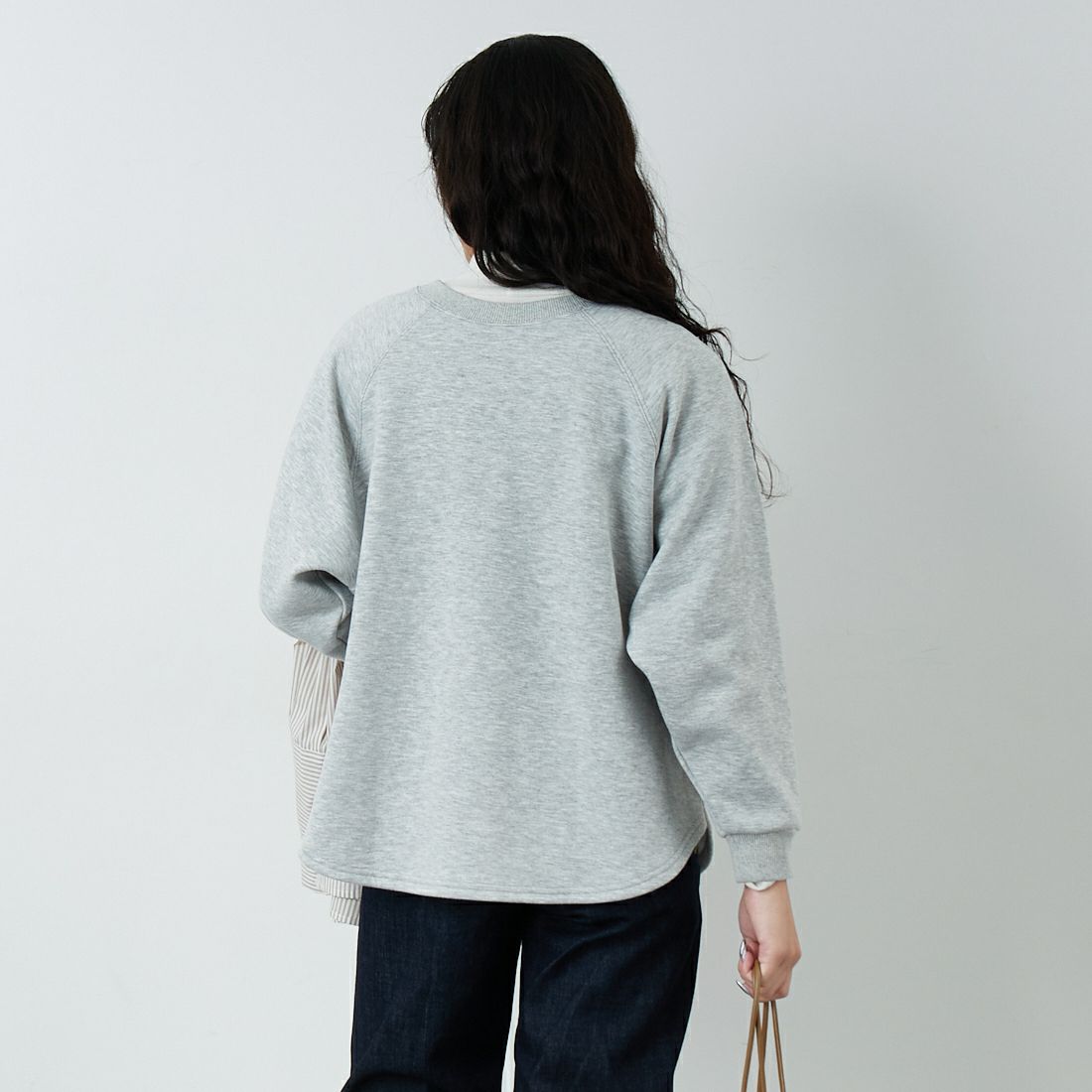 Jf Ready Made [ジェイエフレディメイド] 裏起毛プリントプルオーバー [3109151] 821 ﾓｸｸﾞﾚｰ &&モデル身長：162cm 着用サイズ：F&&