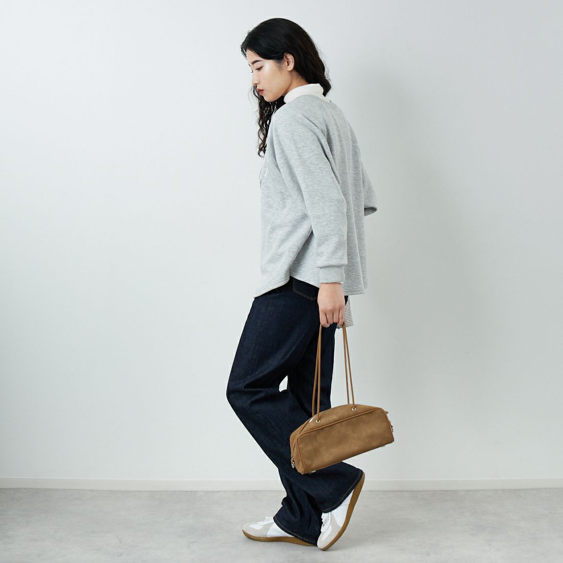 Jf Ready Made [ジェイエフレディメイド] 裏起毛プリントプルオーバー [3109151] 821 ﾓｸｸﾞﾚｰ &&モデル身長：162cm 着用サイズ：F&&