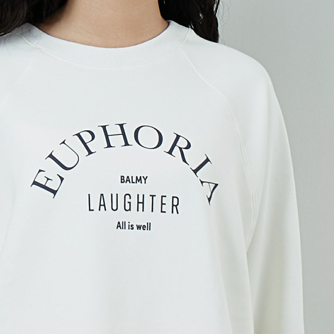 Jf Ready Made [ジェイエフレディメイド] 裏起毛プリントプルオーバー [3109151] 104 ｵﾌ &&モデル身長：162cm 着用サイズ：F&&