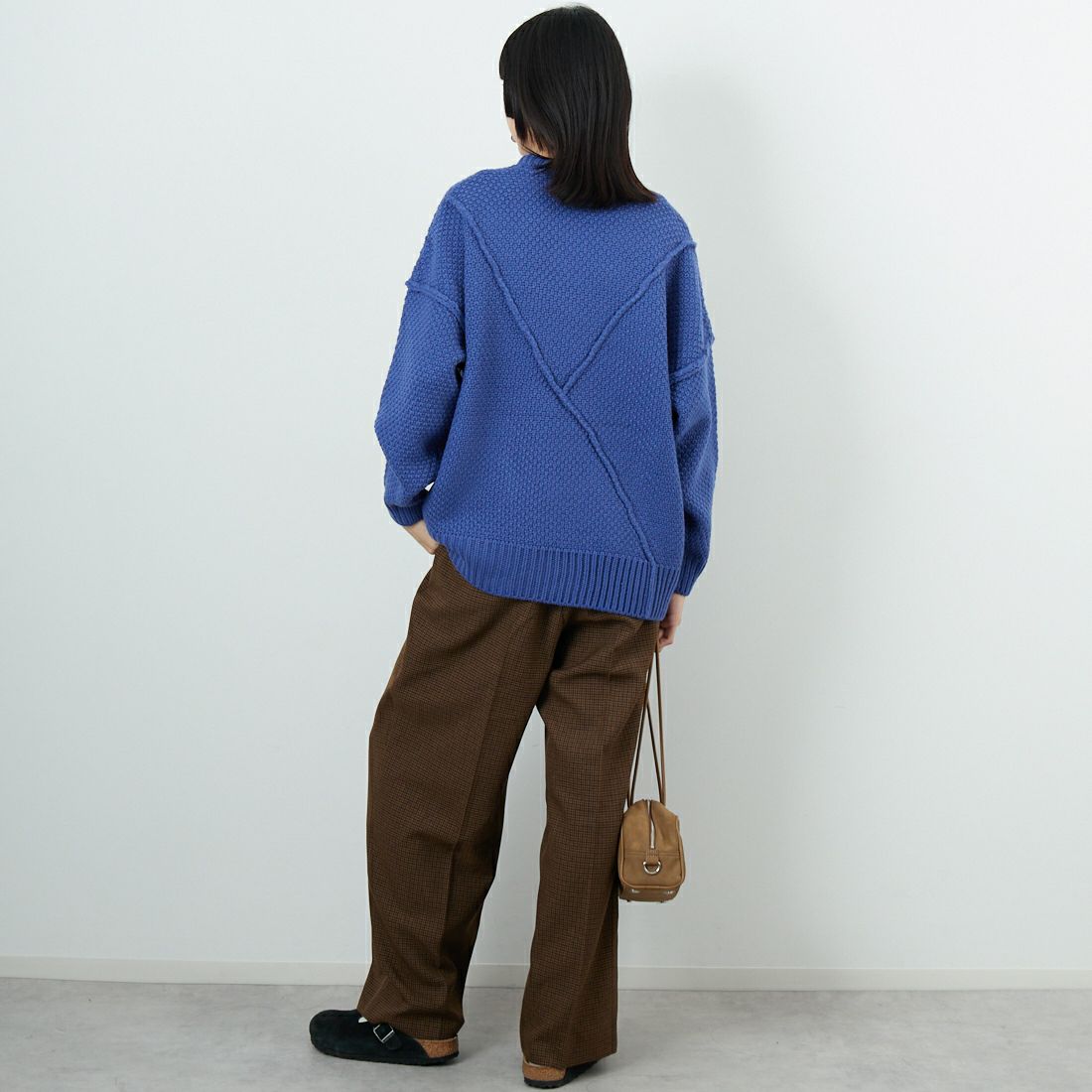 Jf Ready Made [ジェイエフレディメイド] 切替デザインクルーネックニット [3109206] 501 ﾌﾞﾙｰ &&モデル身長：162cm 着用サイズ：F&&