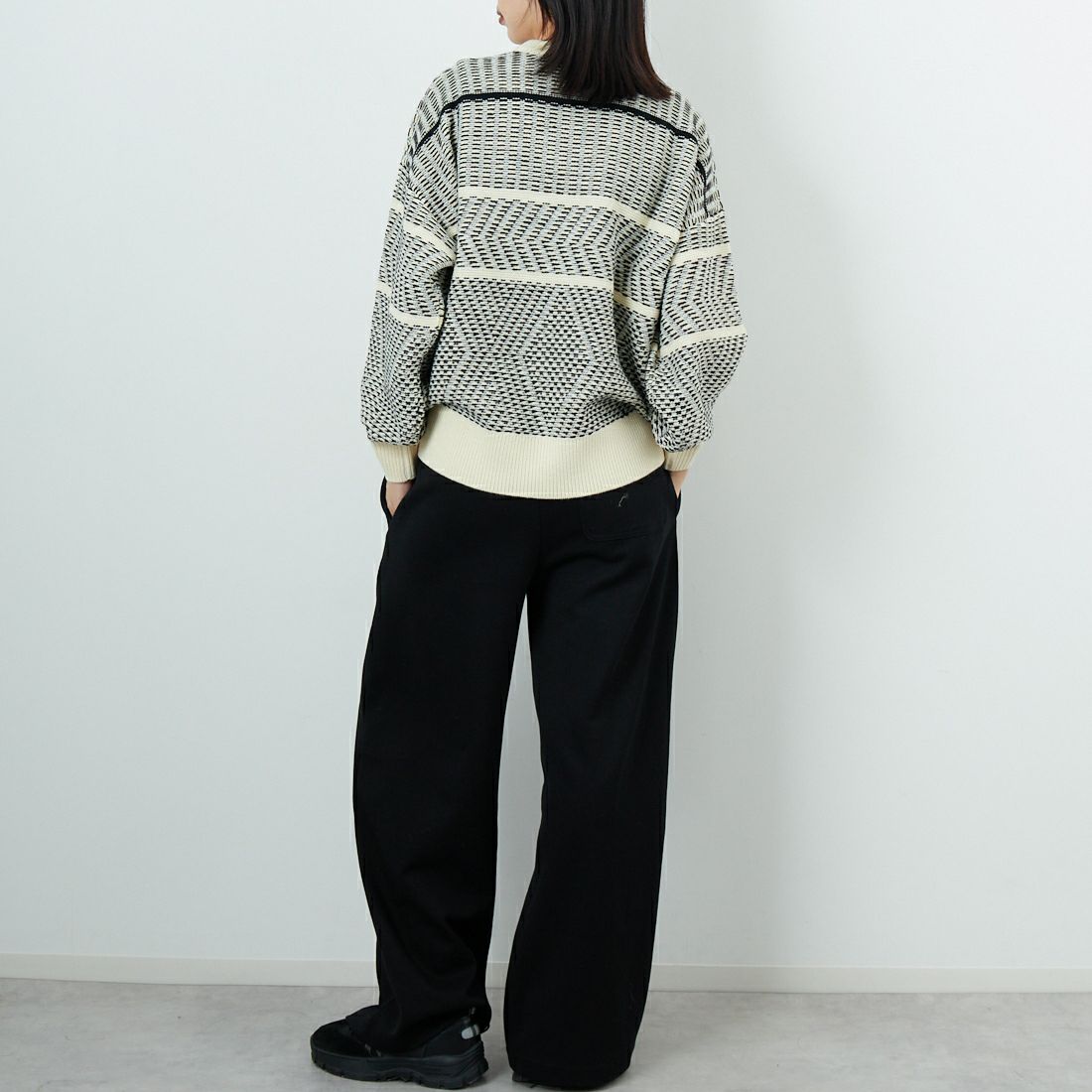 Jf Ready Made [ジェイエフレディメイド] ジャガードニットクルーネックプルオーバー [3109207] 180 ｷﾅﾘ &&モデル身長：162cm 着用サイズ：F&&