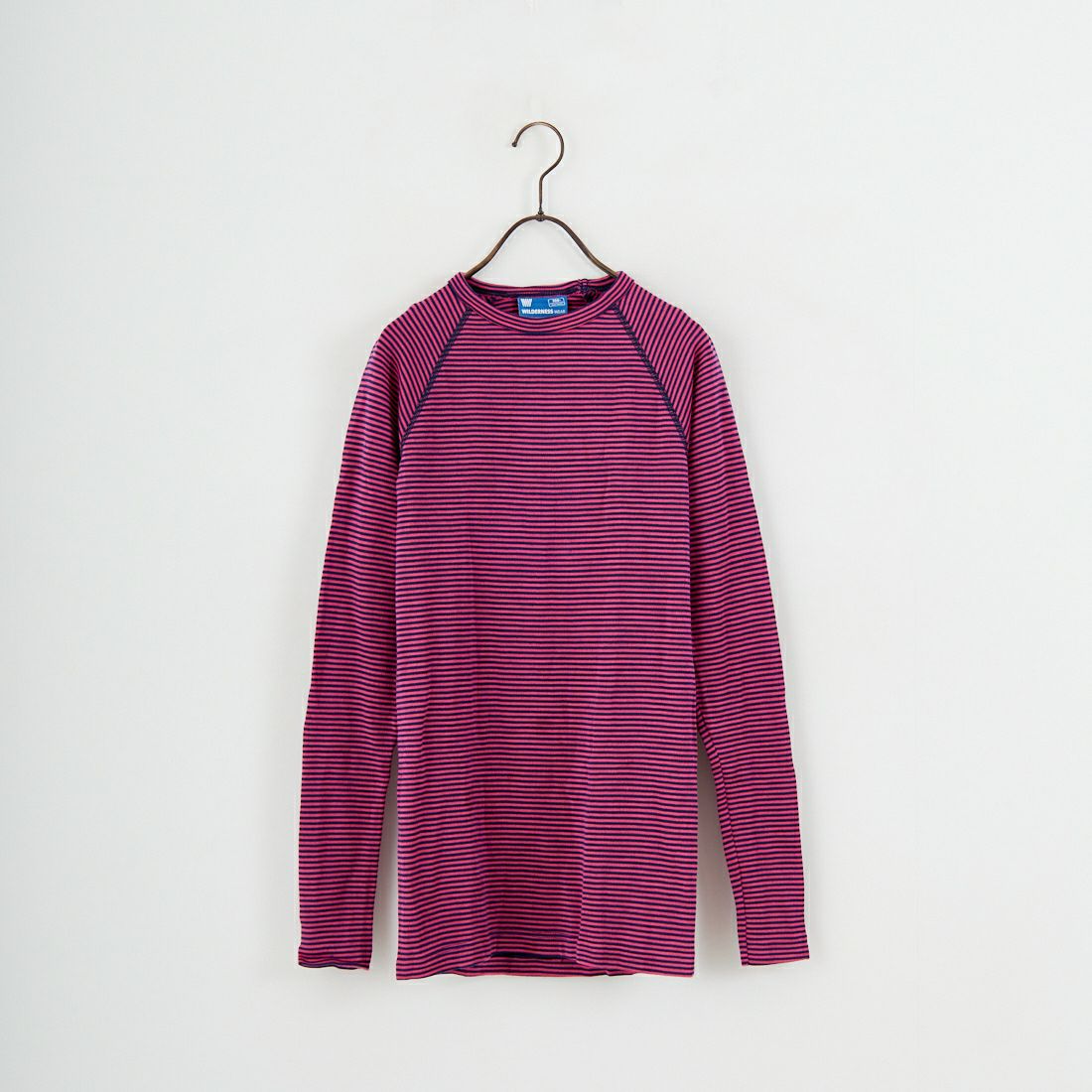 WILDERNESS WEAR [ウィルダネスウェア] ポリプロピレン ロングスリーブボーダーTシャツ [POLYPRO190-LS-CR-ST] NAVY/PINK