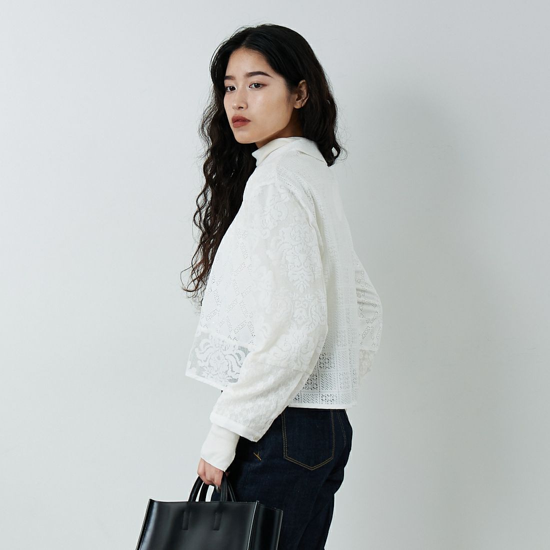 Jeans Factory Clothes [ジーンズファクトリークローズ] パッチワークショートシャツ [153317] 01 ｵﾌﾎﾜｲﾄ &&モデル身長：162cm 着用サイズ：F&&