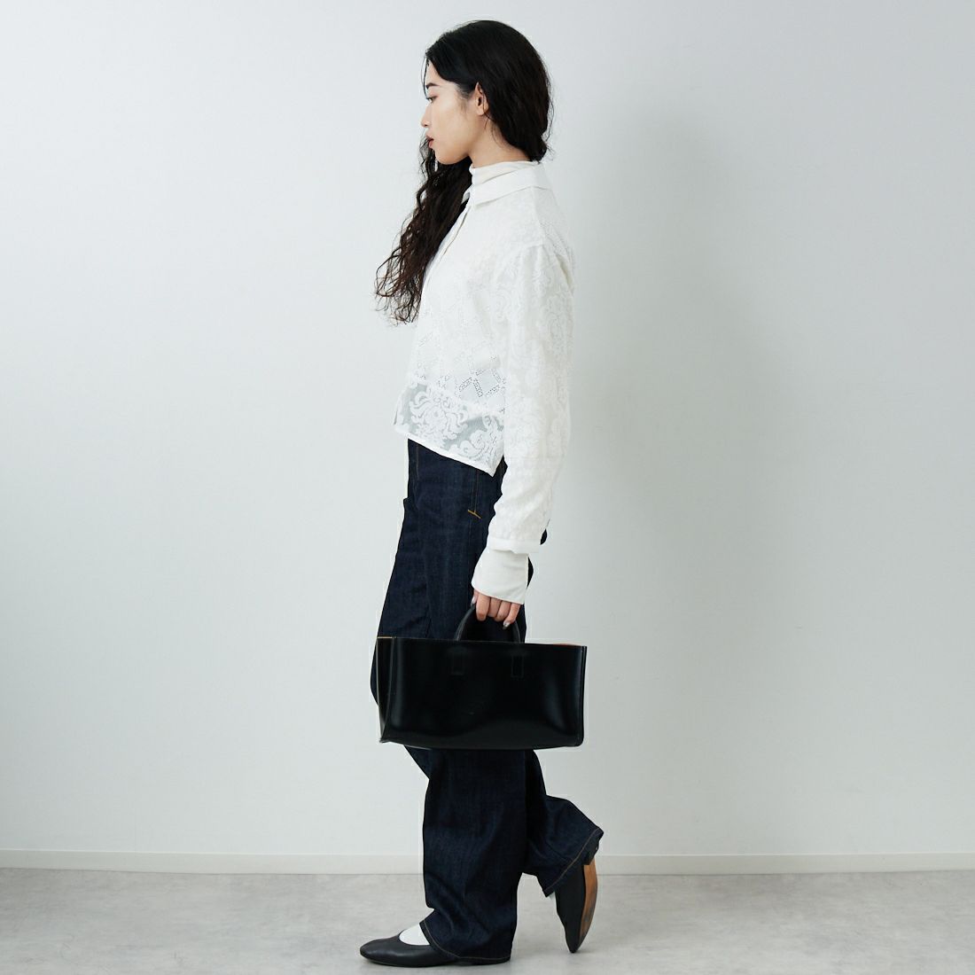 Jeans Factory Clothes [ジーンズファクトリークローズ] パッチワークショートシャツ [153317] 01 ｵﾌﾎﾜｲﾄ &&モデル身長：162cm 着用サイズ：F&&