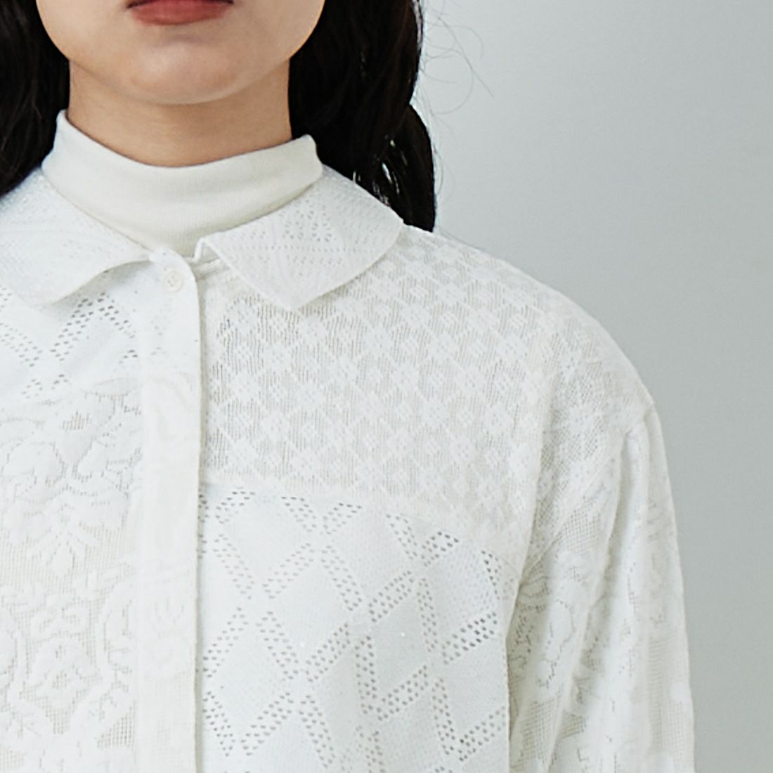 Jeans Factory Clothes [ジーンズファクトリークローズ] パッチワークショートシャツ [153317] 01 ｵﾌﾎﾜｲﾄ &&モデル身長：162cm 着用サイズ：F&&