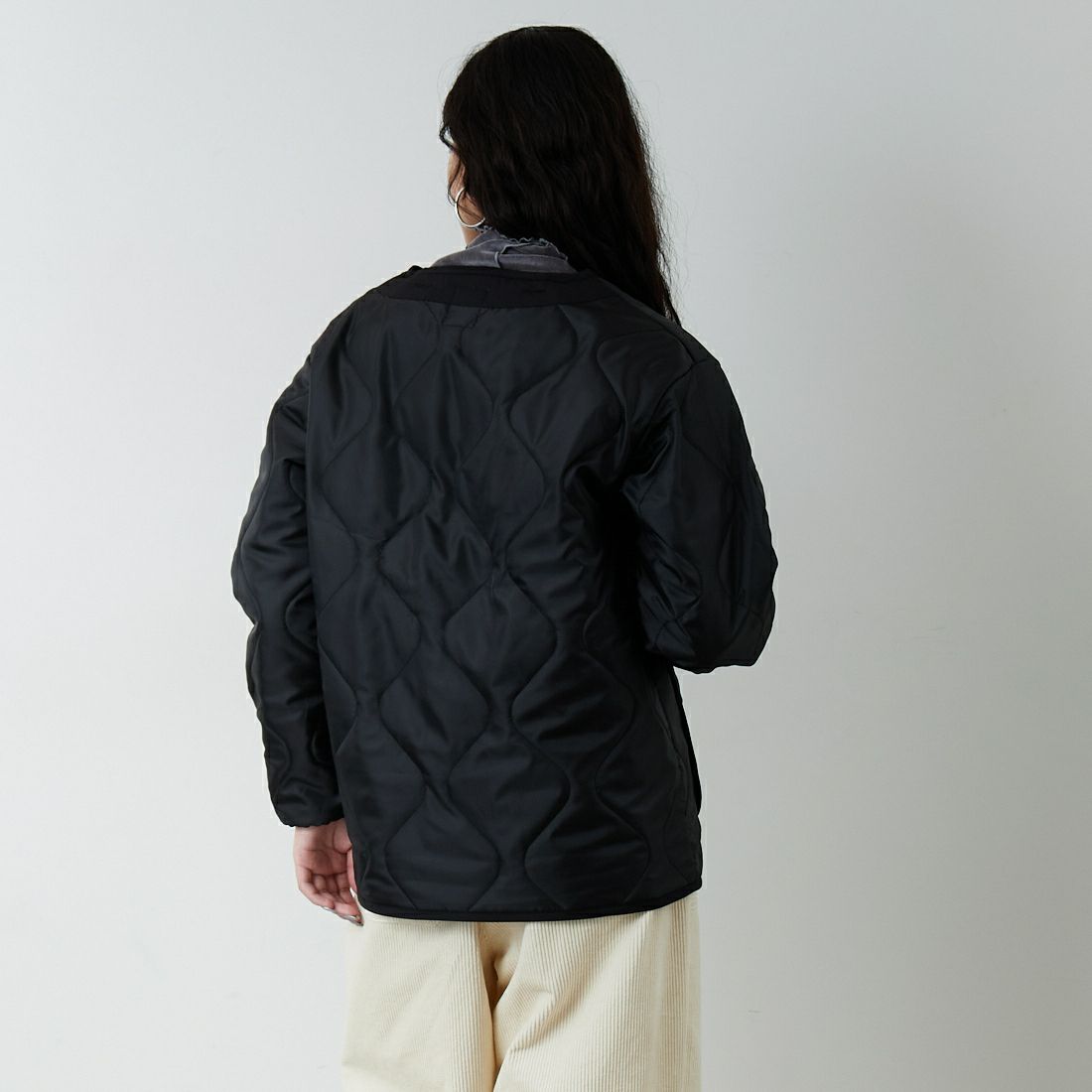 Jeans Factory Clothes [ジーンズファクトリークローズ] 3IN1 M65ショートジャケット [653210] BLACK &&モデル身長：162cm 着用サイズ：S&&