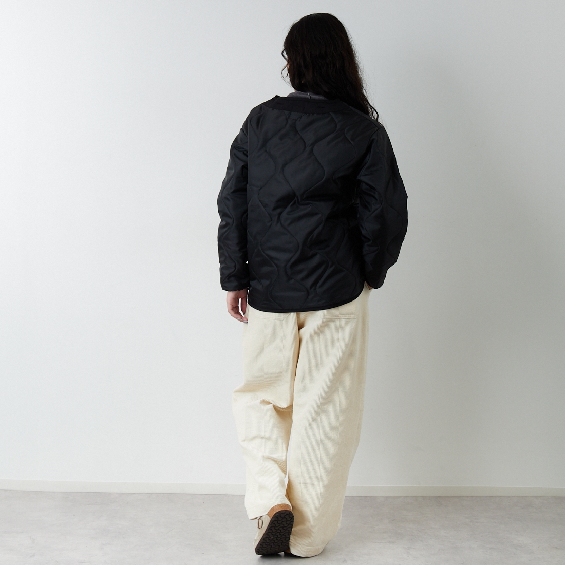 Jeans Factory Clothes [ジーンズファクトリークローズ] 3IN1 M65ショートジャケット [653210] BLACK &&モデル身長：162cm 着用サイズ：S&&