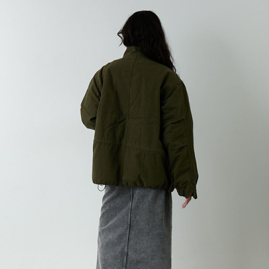 Jeans Factory Clothes [ジーンズファクトリークローズ] 3IN1 M65ショートジャケット [653210] OLIVE &&モデル身長：162cm 着用サイズ：S&&