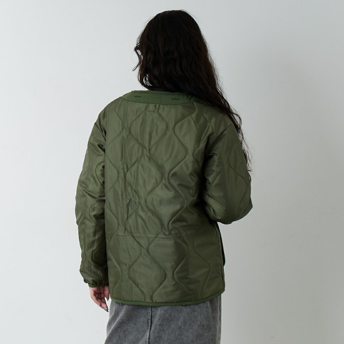 Jeans Factory Clothes [ジーンズファクトリークローズ] 3IN1 M65ショートジャケット [653210] OLIVE &&モデル身長：162cm 着用サイズ：S&&