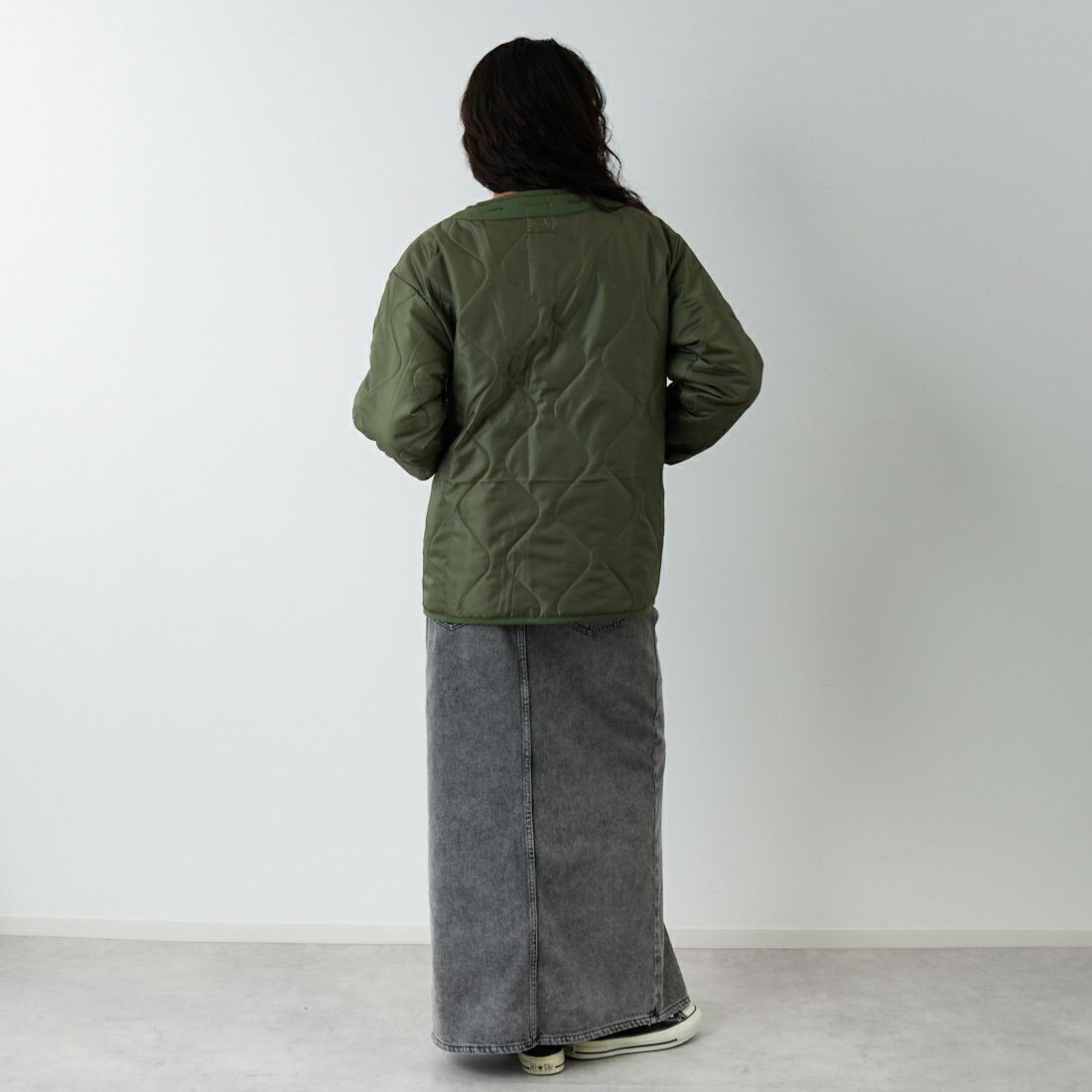 Jeans Factory Clothes [ジーンズファクトリークローズ] 3IN1 M65ショートジャケット [653210] OLIVE &&モデル身長：162cm 着用サイズ：S&&