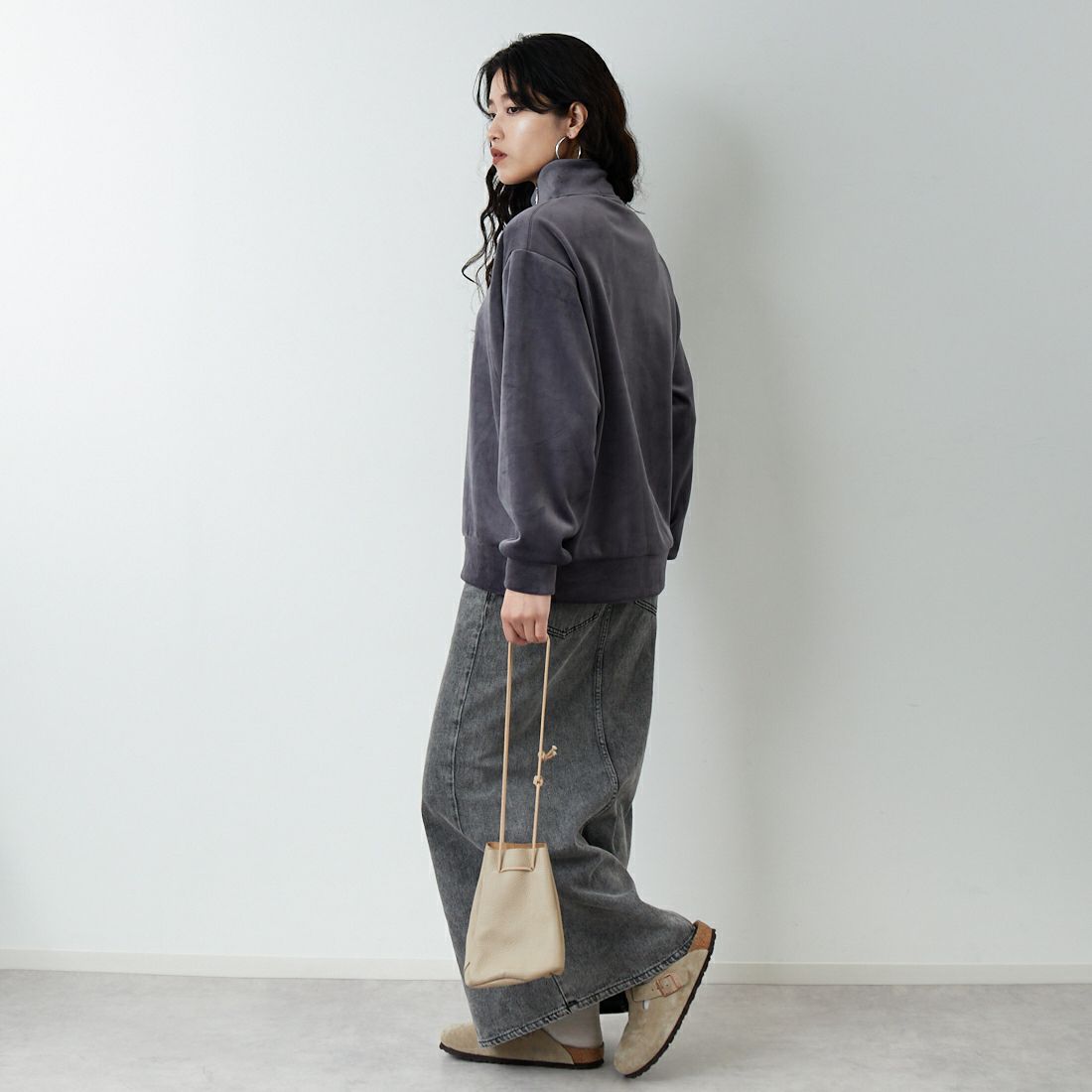 Jf Ready Made [ジェイエフレディメイド] リブジャージプルオーバー [735830] 07 ｽﾐｸﾛ &&モデル身長：162cm 着用サイズ：F&&