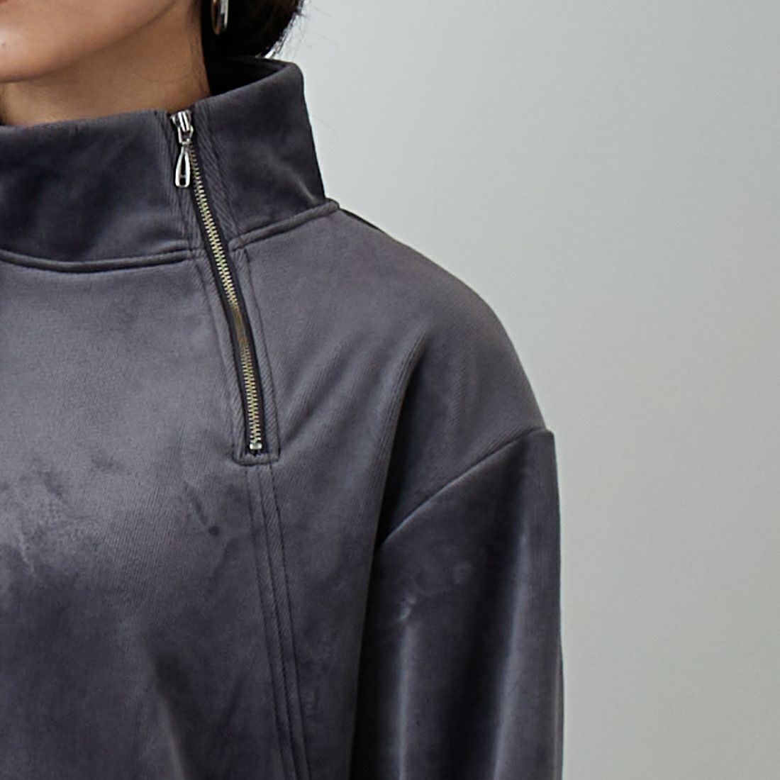 Jf Ready Made [ジェイエフレディメイド] リブジャージプルオーバー [735830] 07 ｽﾐｸﾛ &&モデル身長：162cm 着用サイズ：F&&