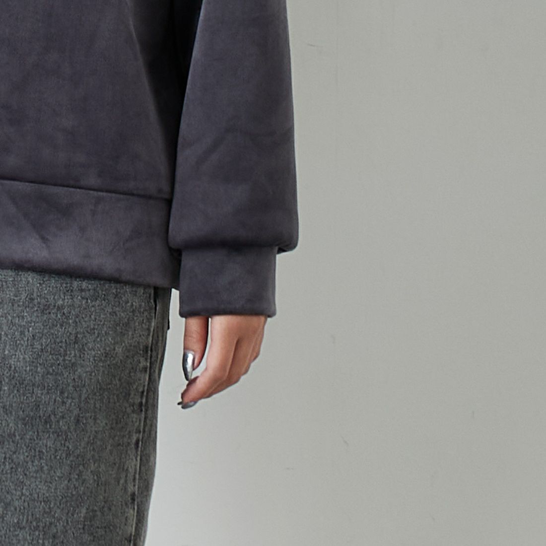 Jf Ready Made [ジェイエフレディメイド] リブジャージプルオーバー [735830] 07 ｽﾐｸﾛ &&モデル身長：162cm 着用サイズ：F&&