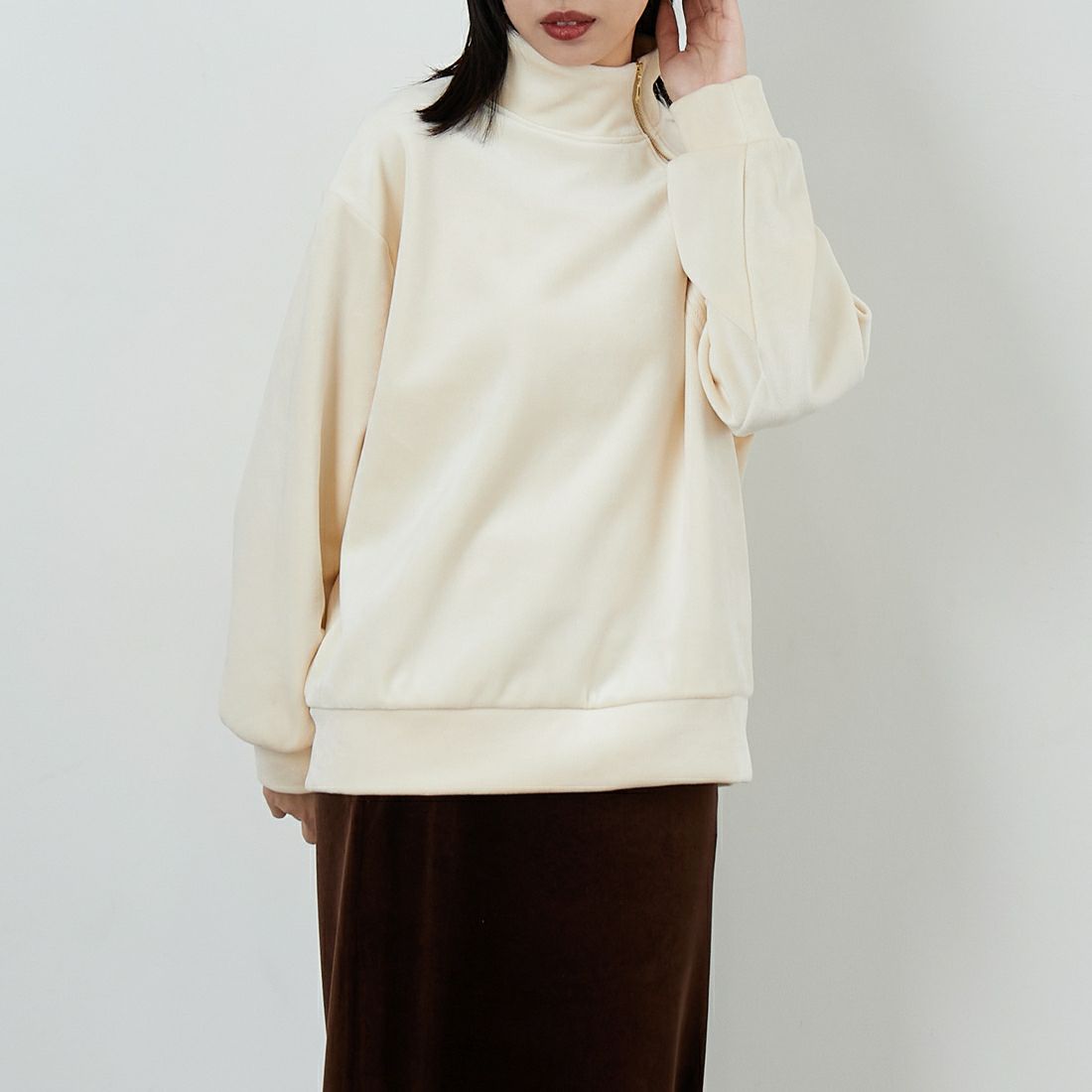 Jf Ready Made [ジェイエフレディメイド] リブジャージプルオーバー [735830] 59 ｱｲﾎﾞﾘｰ &&モデル身長：162cm 着用サイズ：F&&