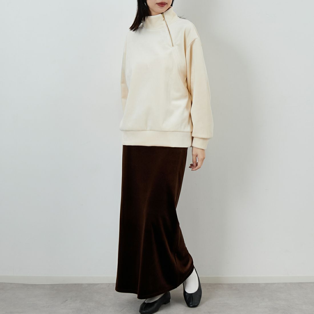 Jf Ready Made [ジェイエフレディメイド] リブジャージプルオーバー [735830] 59 ｱｲﾎﾞﾘｰ &&モデル身長：162cm 着用サイズ：F&&