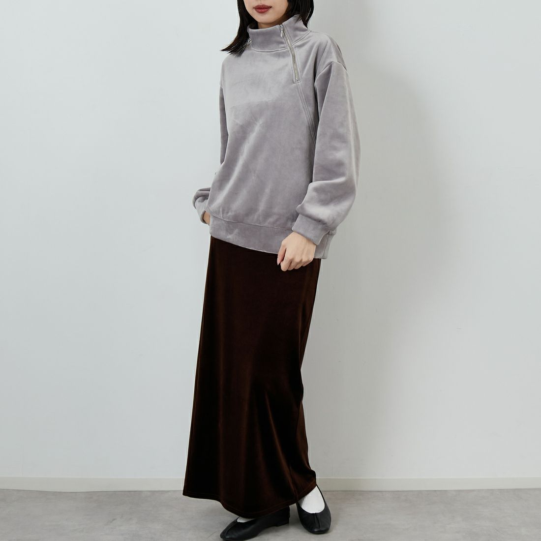 Jf Ready Made [ジェイエフレディメイド] リブジャージプルオーバー [735830] 12 ｸﾞﾚｰ &&モデル身長：162cm 着用サイズ：F&&