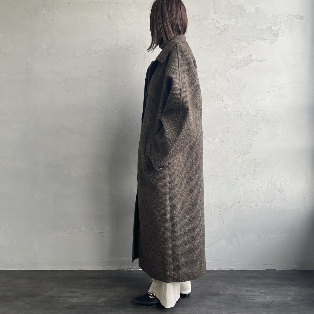 TODAYFUL [トゥデイフル] ミックスウールラグランコート [12420003] CHO &&モデル身長：159cm 着用サイズ：36&&