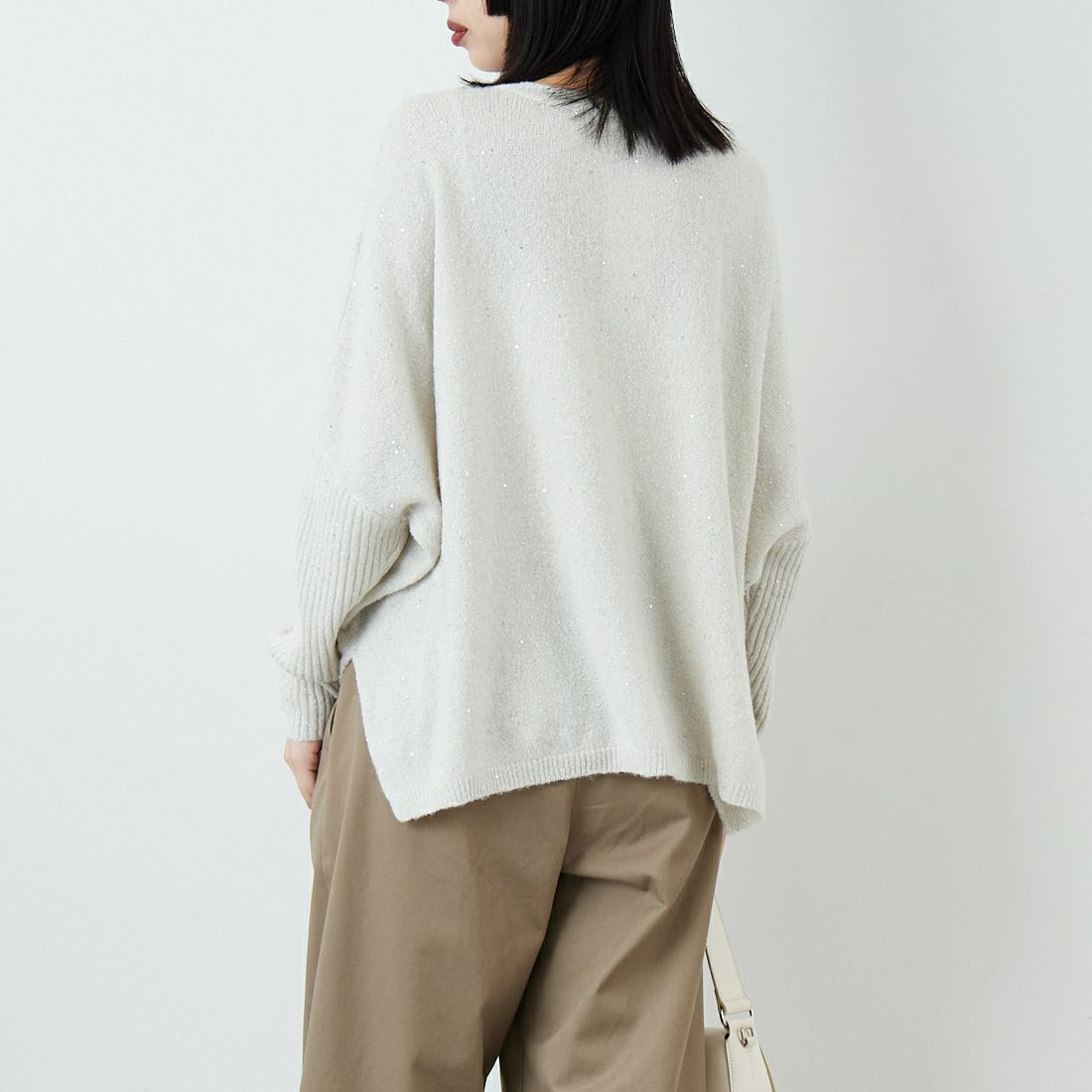 Jf Ready Made [ジェイエフレディメイド] スパンコールドルマンニットプルオーバー [3225426] ｱｲﾎﾞﾘｰ &&モデル身長：162cm 着用サイズ：F&&