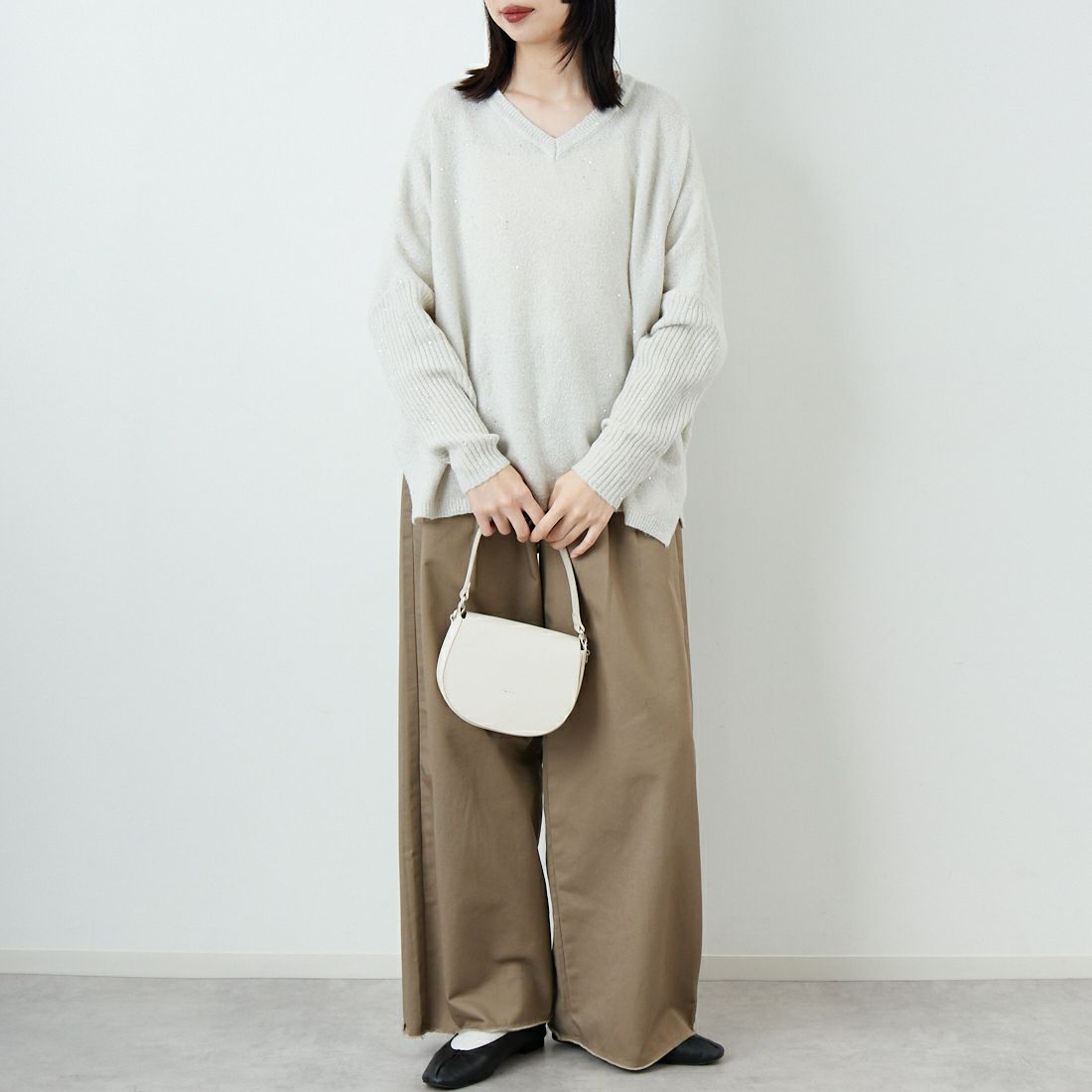 Jf Ready Made [ジェイエフレディメイド] スパンコールドルマンニットプルオーバー [3225426] ｱｲﾎﾞﾘｰ &&モデル身長：162cm 着用サイズ：F&&