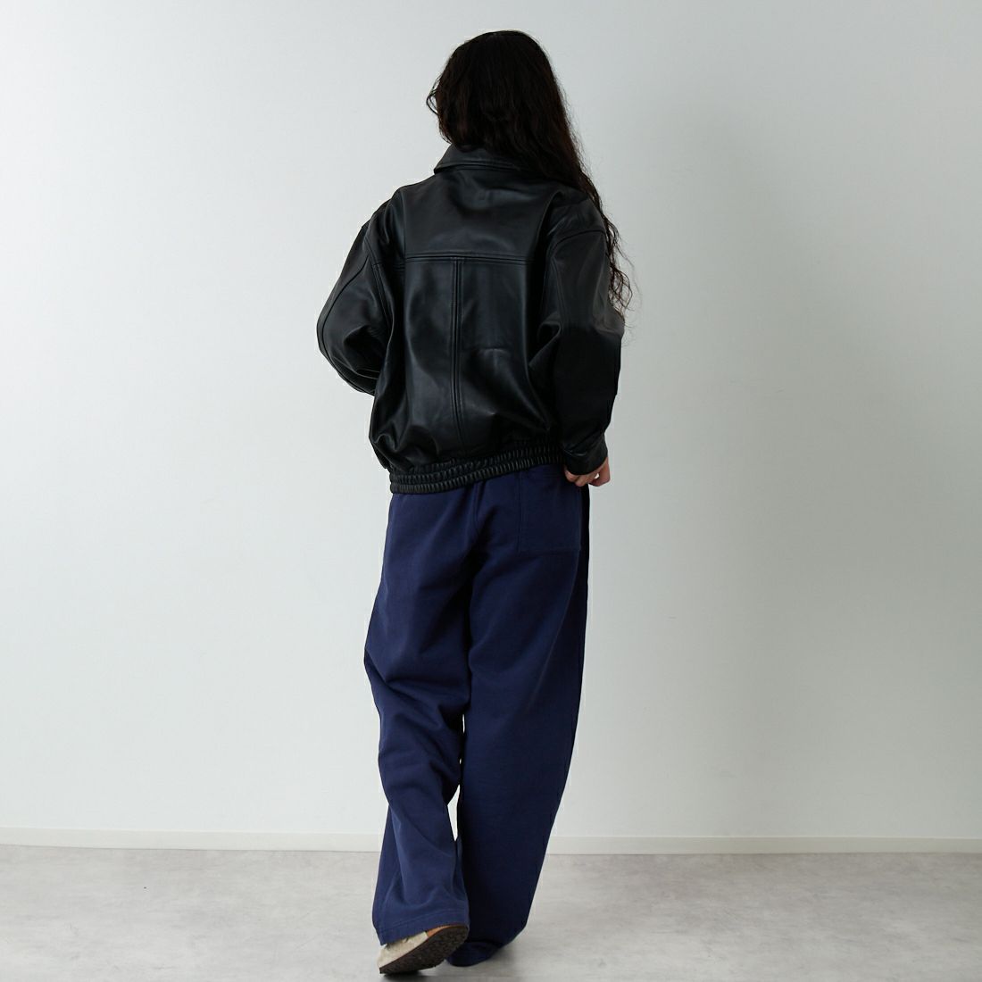 Jeans Factory Clothes [ジーンズファクトリークローズ] ラムボンバージャケット [25413JF] BLACK &&モデル身長：162cm 着用サイズ：S&&