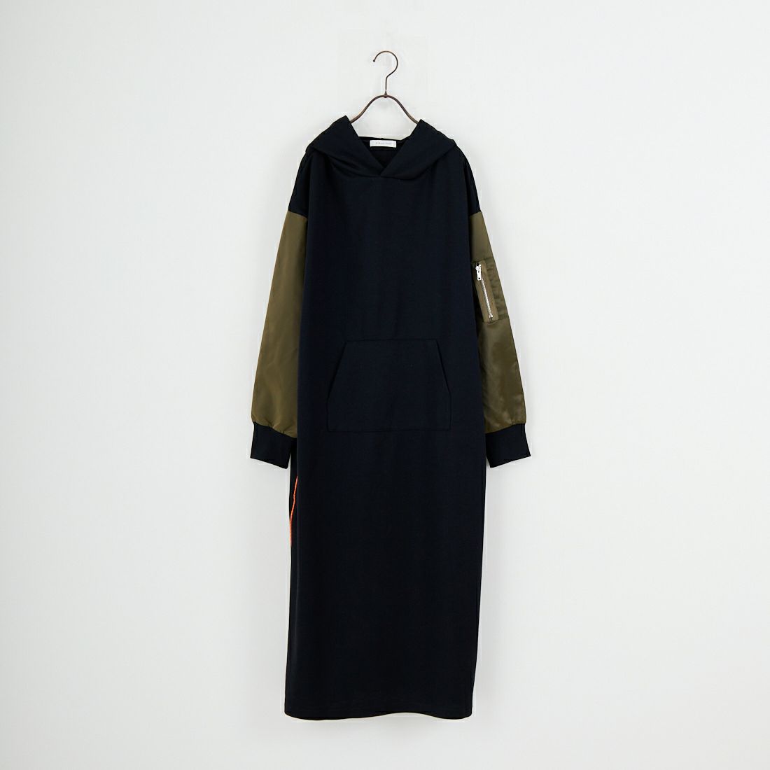 Jf Ready Made [ジェイエフレディメイド] 異素材ドッキングパーカーワンピース [922-24127] ﾌﾞﾗｯｸ/ｶｰｷ